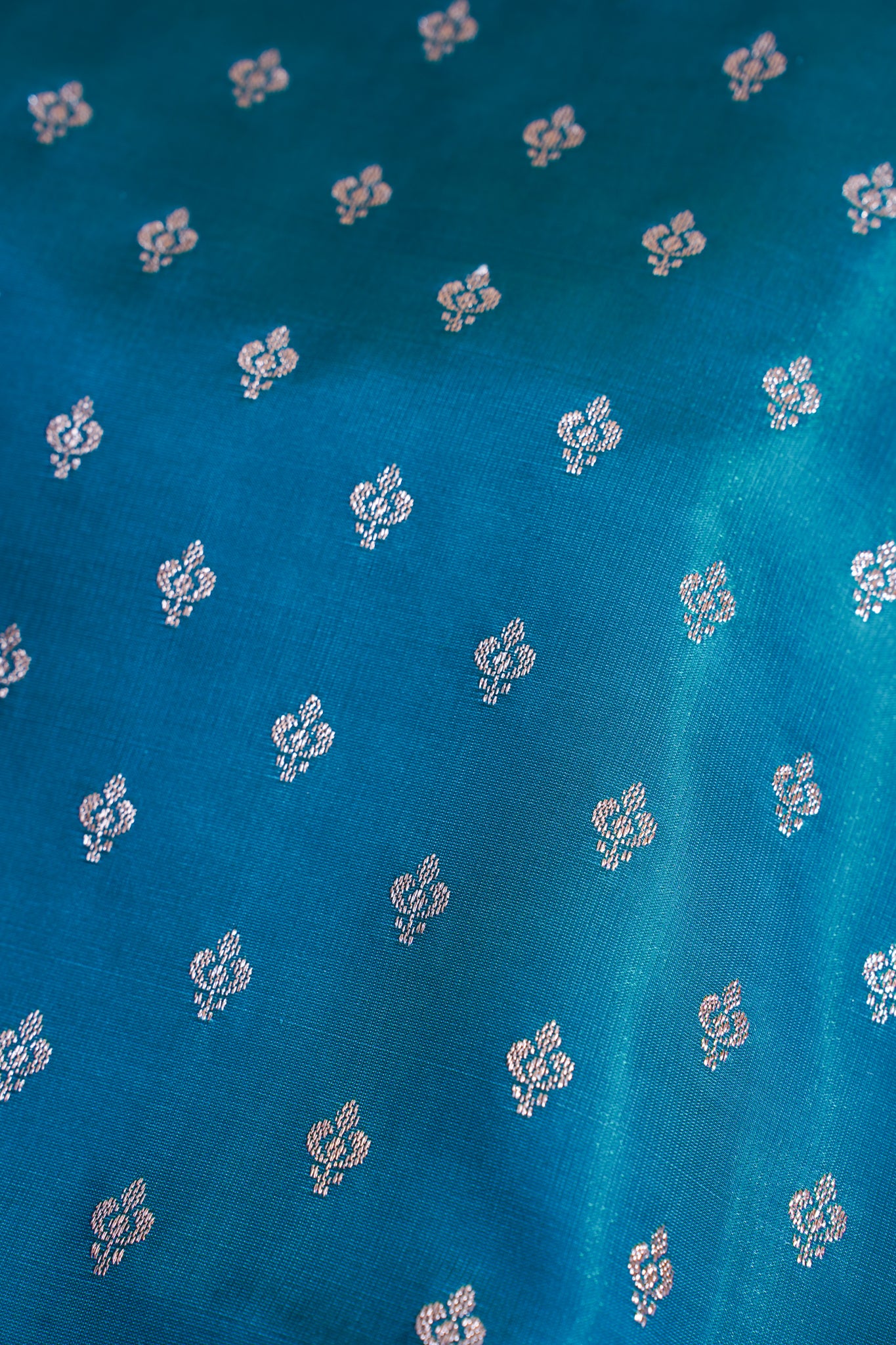 Teal Green Banarasi Upada Satin Silk Buti Saree