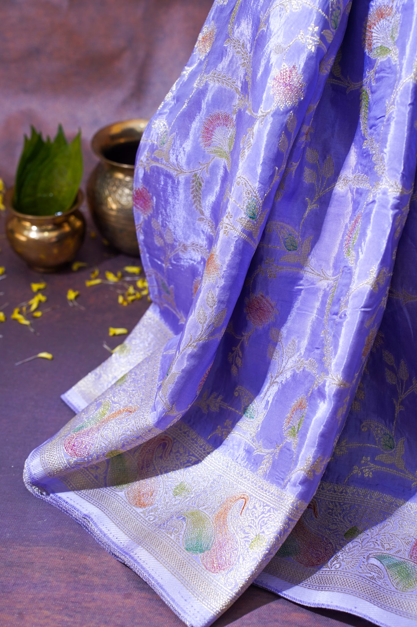 Lavender Chinnon Silk Minakari Jaal Saree