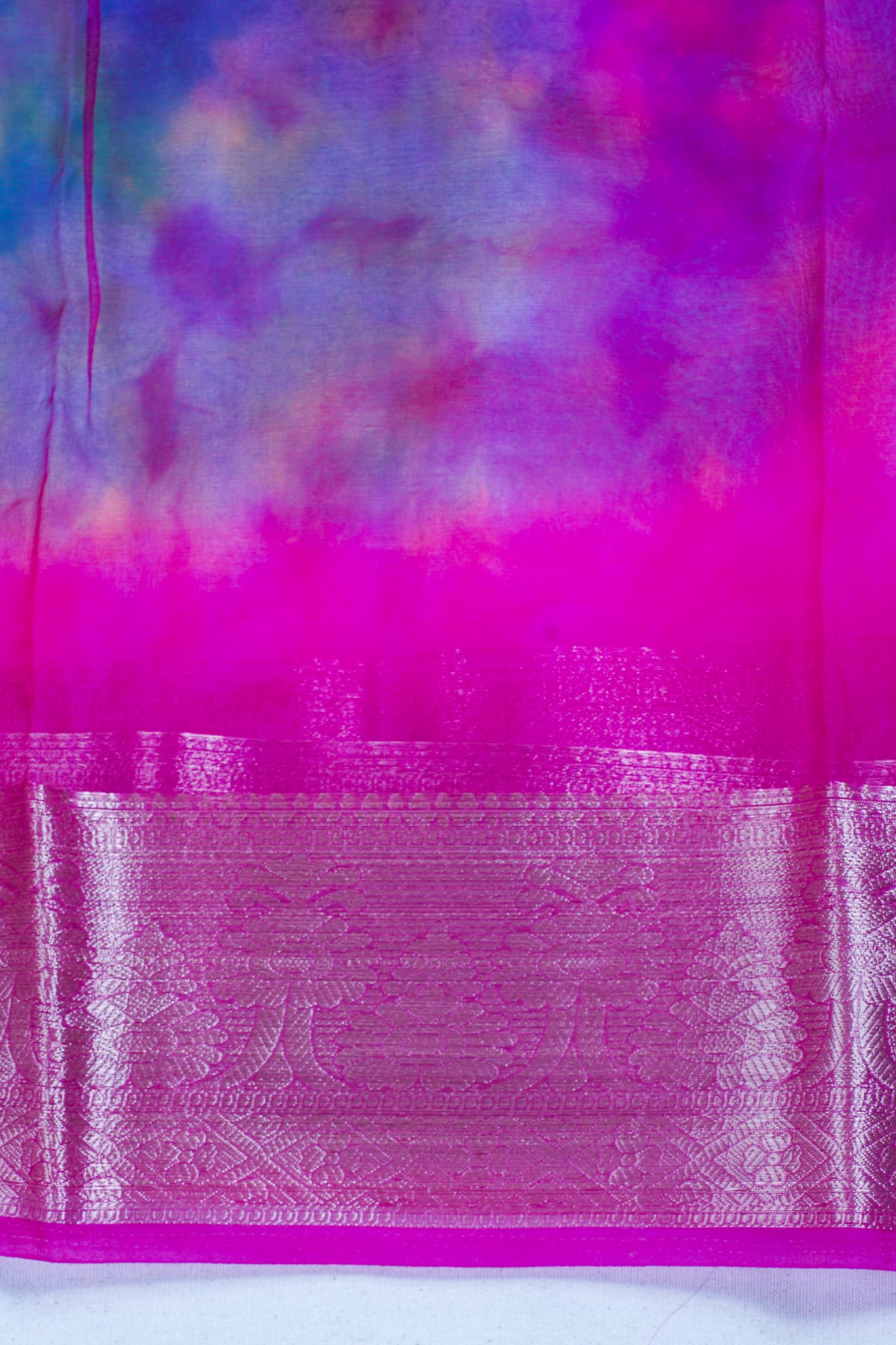 Multicolor pink Organza Badal Print Saree