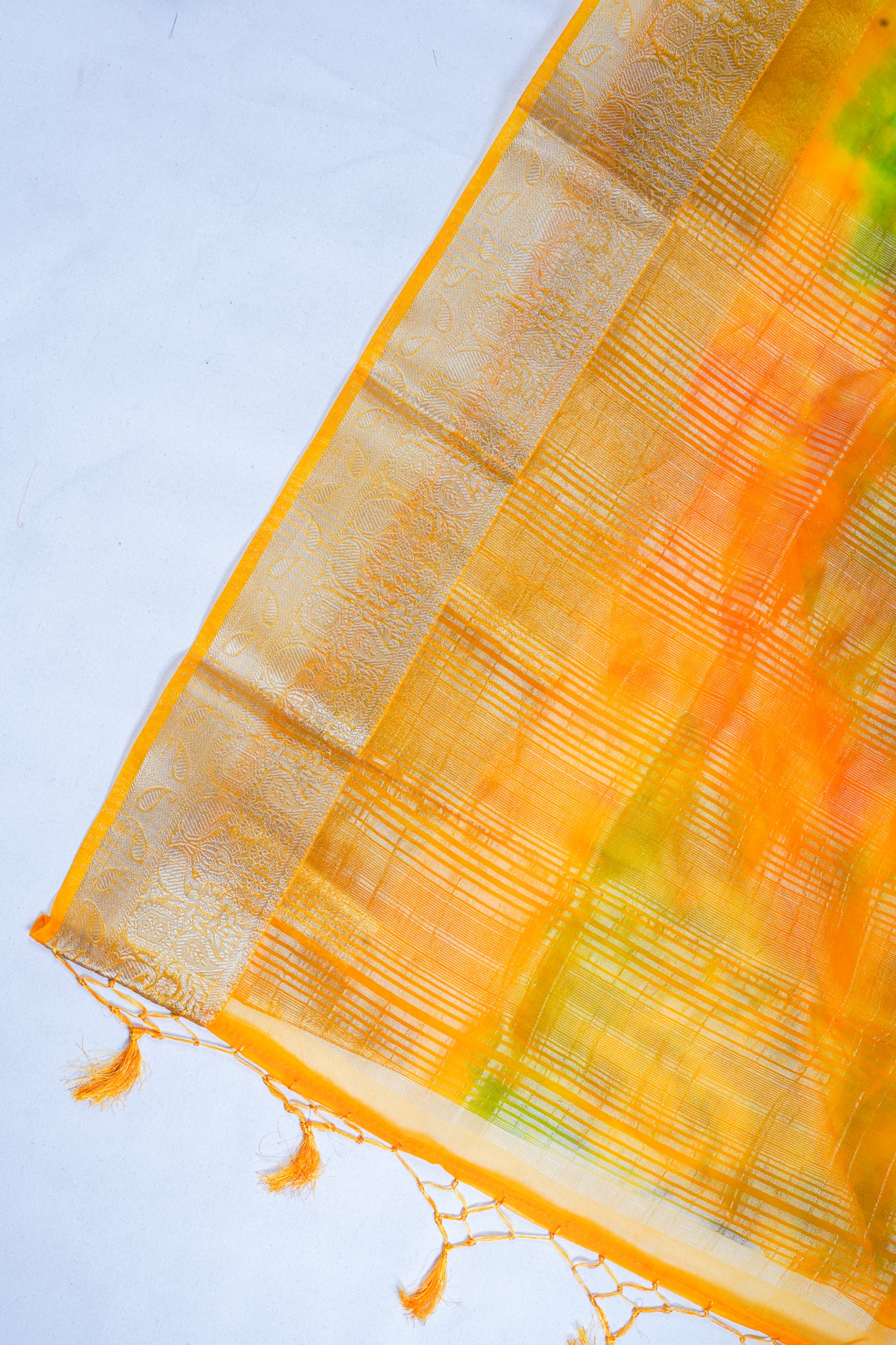 Multicolor Sunflower Yellow Organza Badal Print Saree