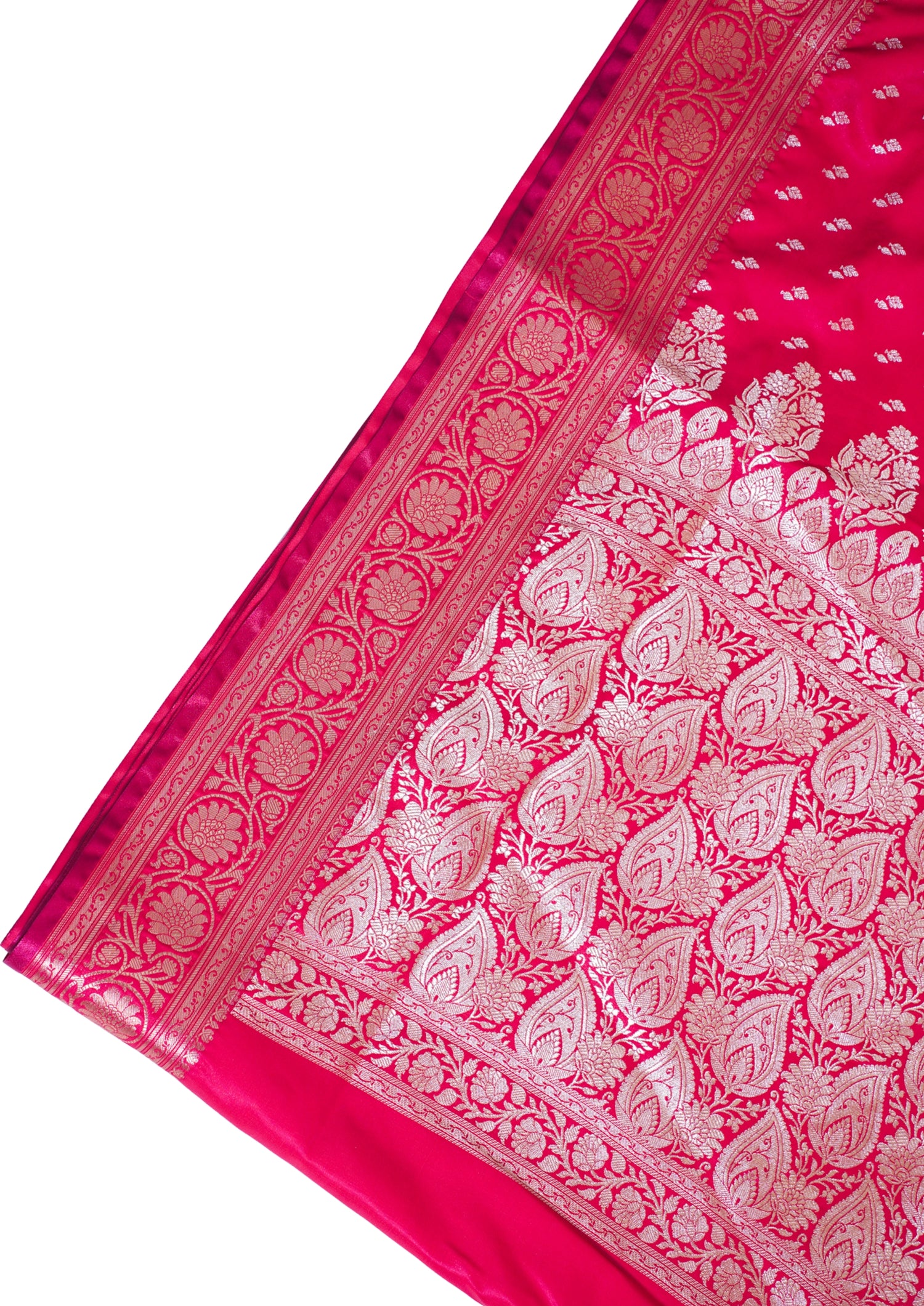 Rani Pink Banarasi Upada Satin Silk Saree