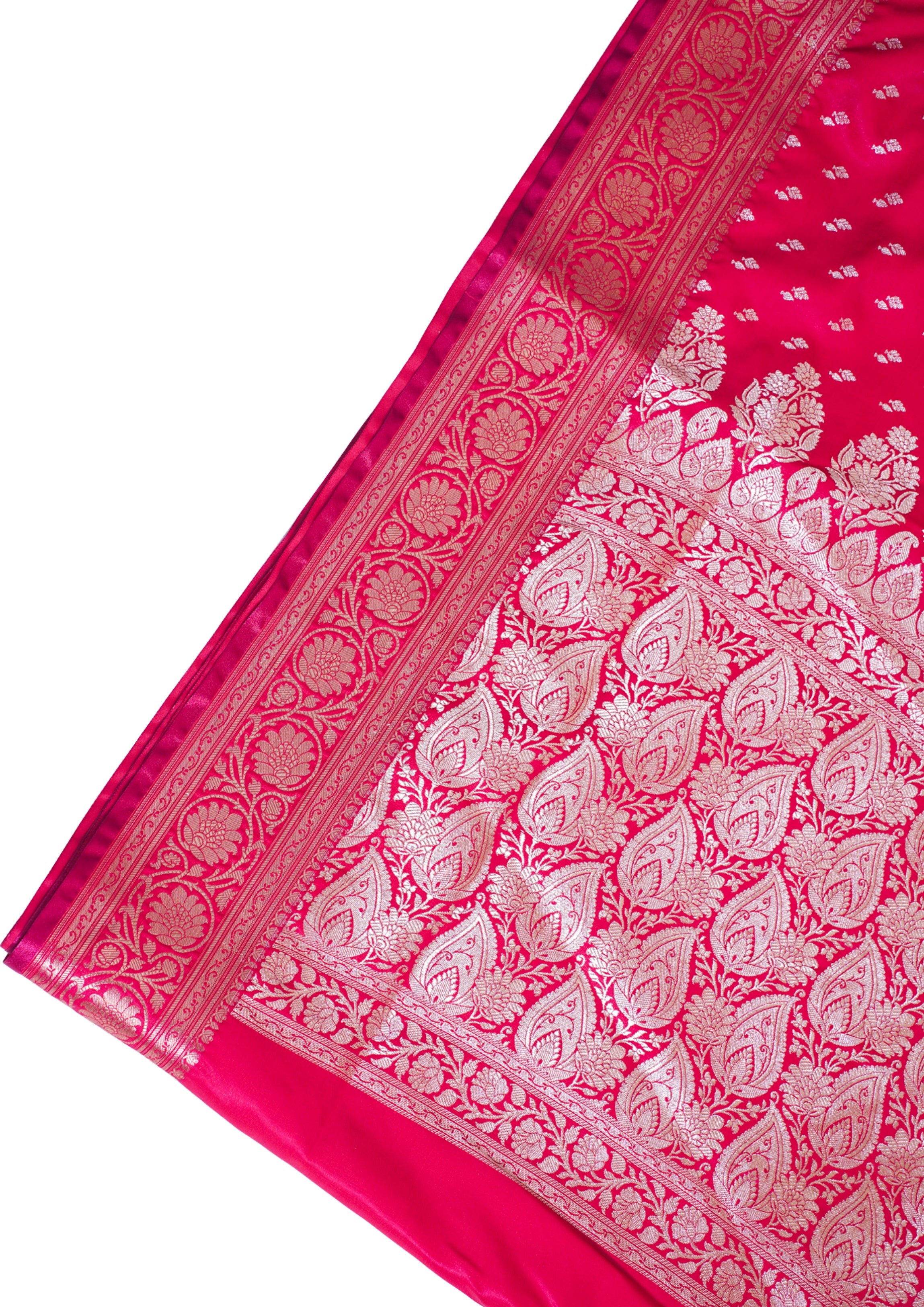 Rani Pink Banarasi Upada Satin Silk Saree