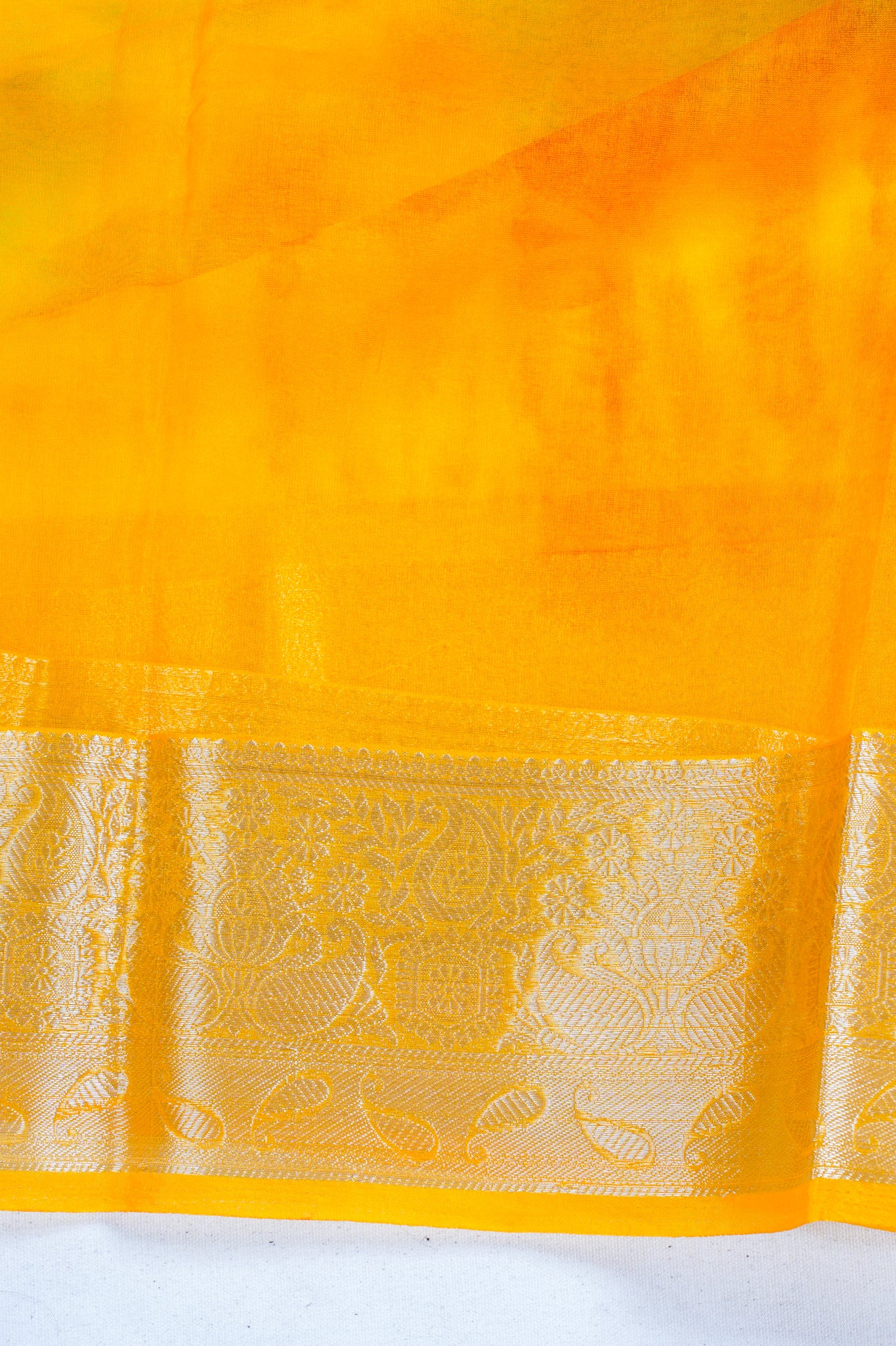 Multicolor Sunflower Yellow Organza Badal Print Saree