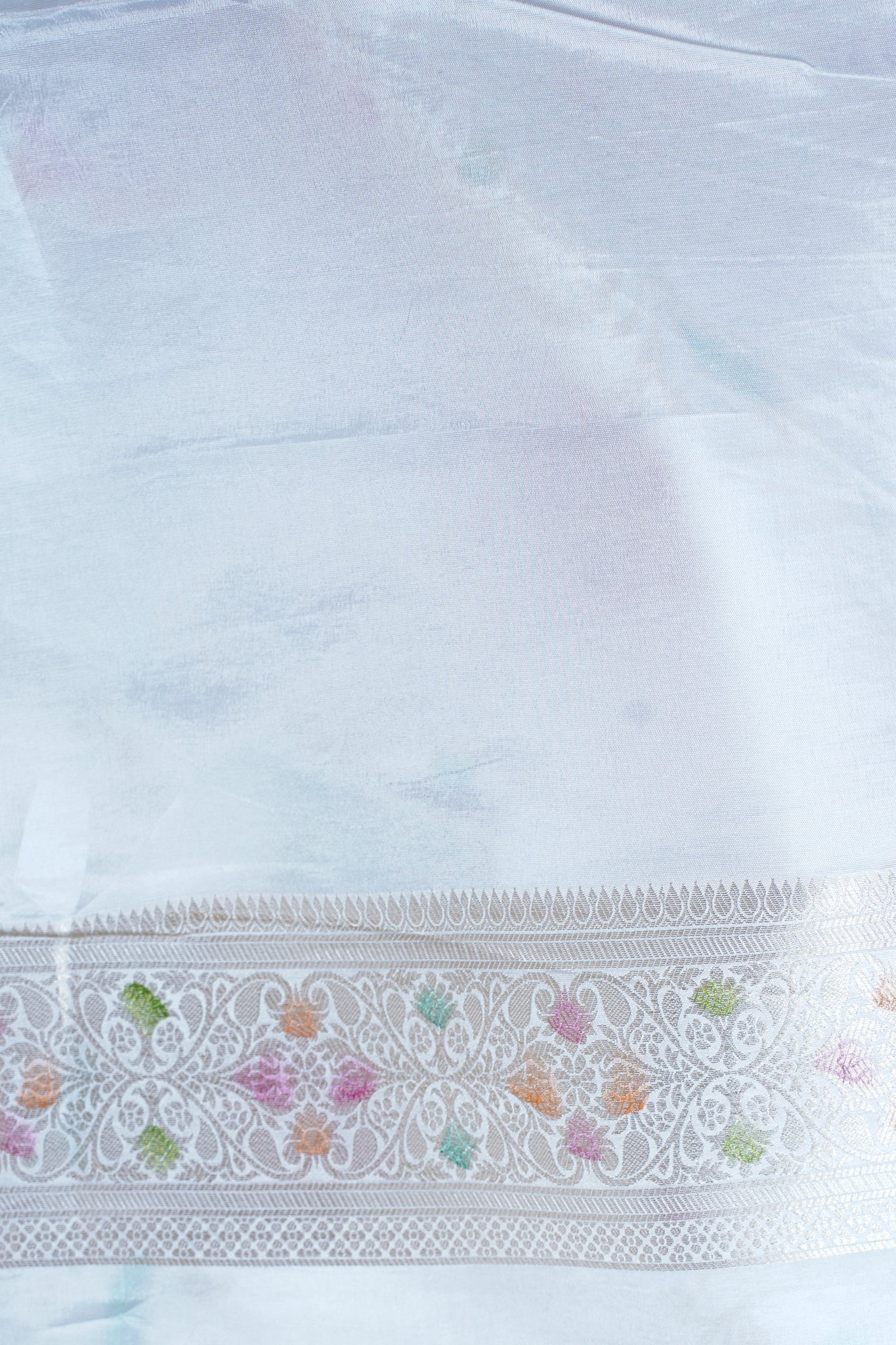 Ivory White Chinya Silk Minakari Jaal Saree