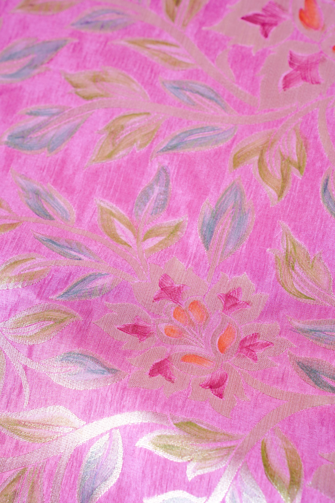 Rani Pink Chinya Silk Minakari Jaal Saree