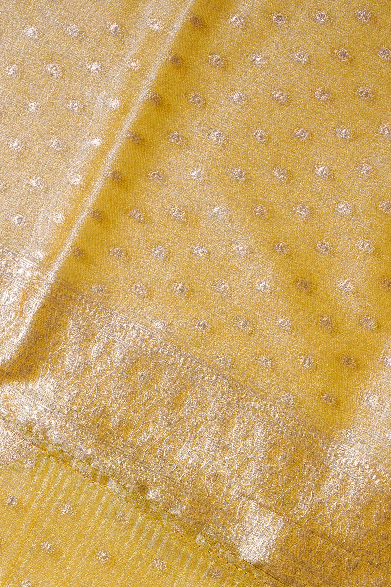 Golden Yellow Tissue Silk Saree