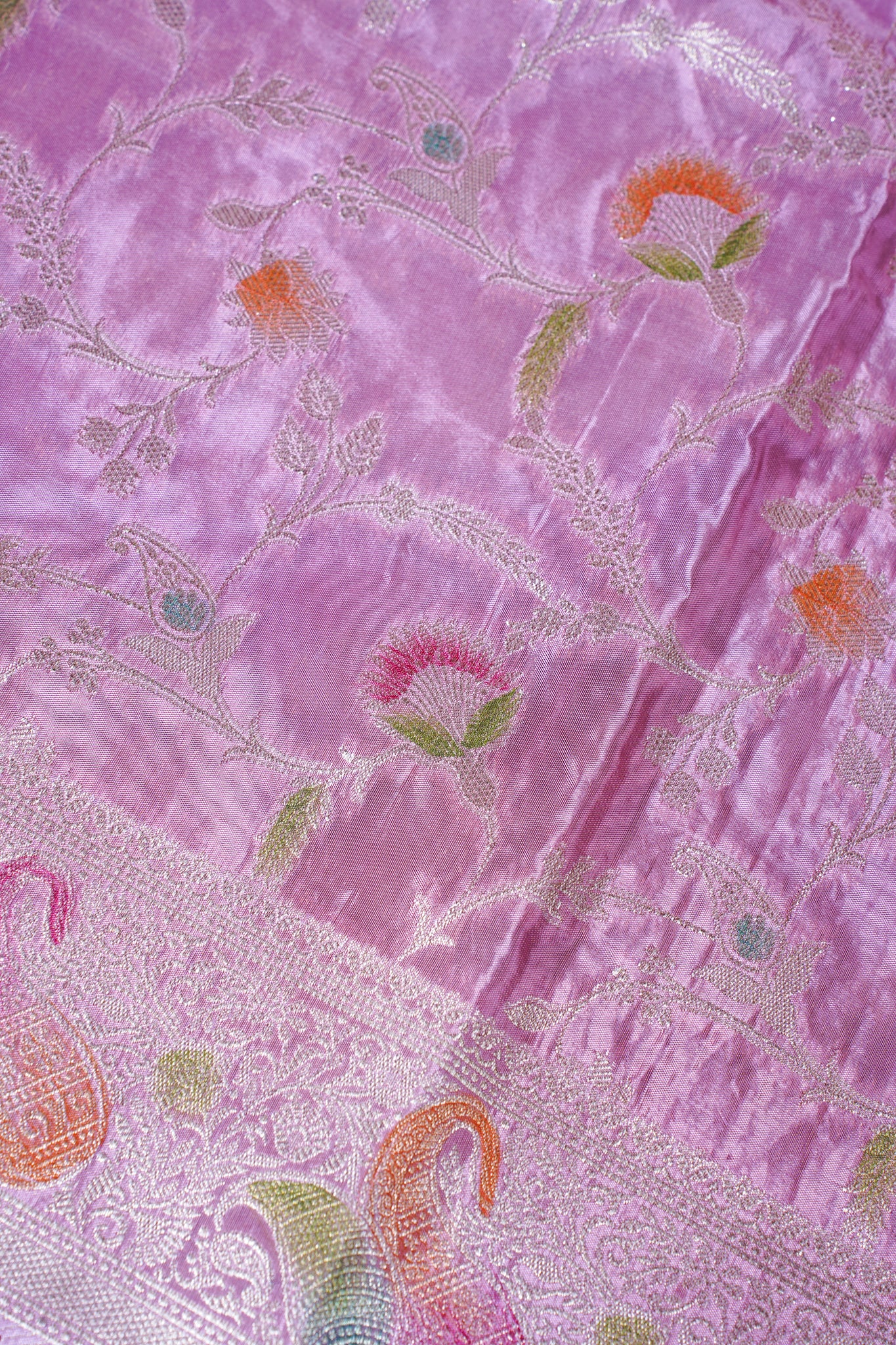 Dusty Rose Chinnon Silk Minakari Jaal Saree