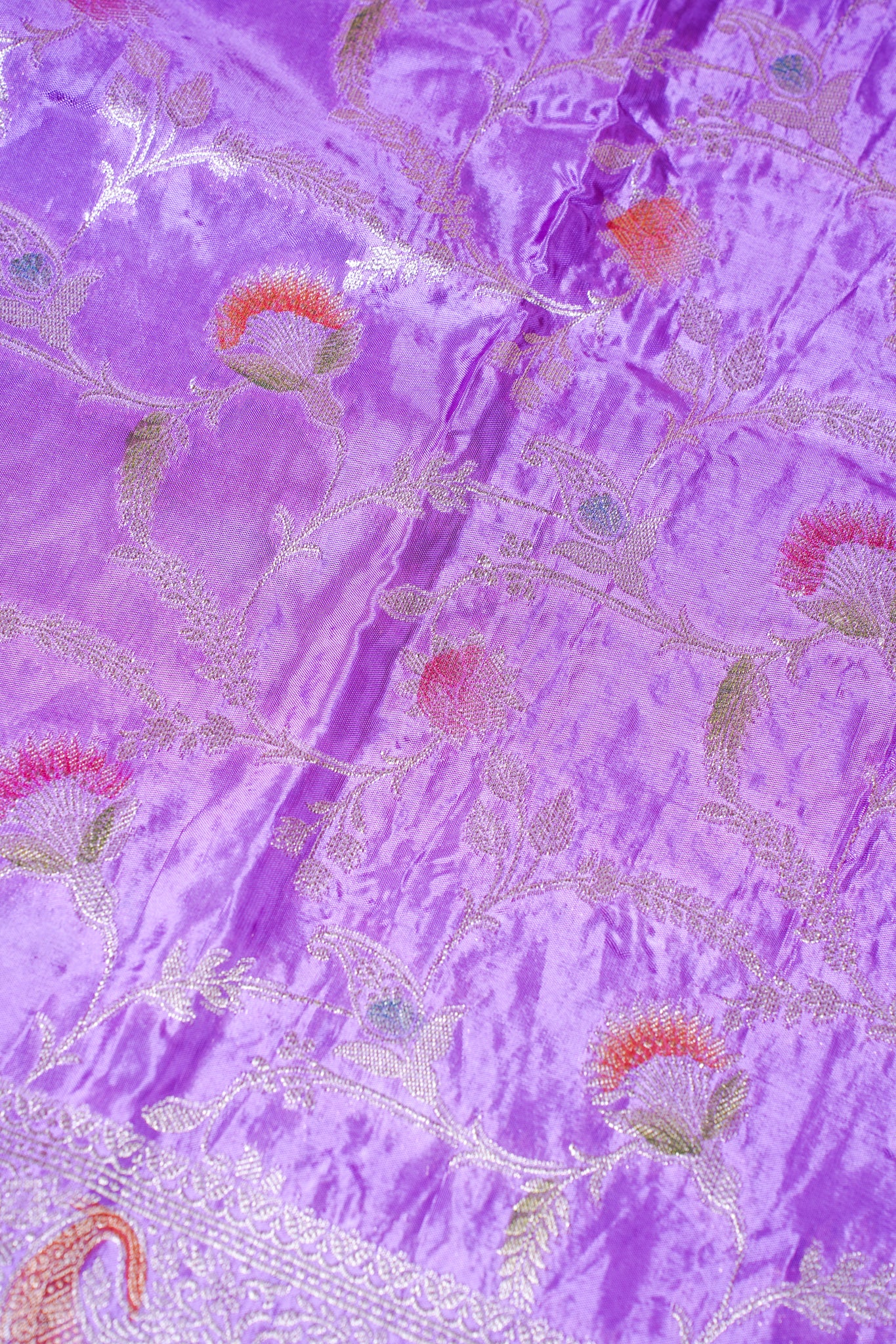 Lavender Chinnon Silk Minakari Jaal Saree