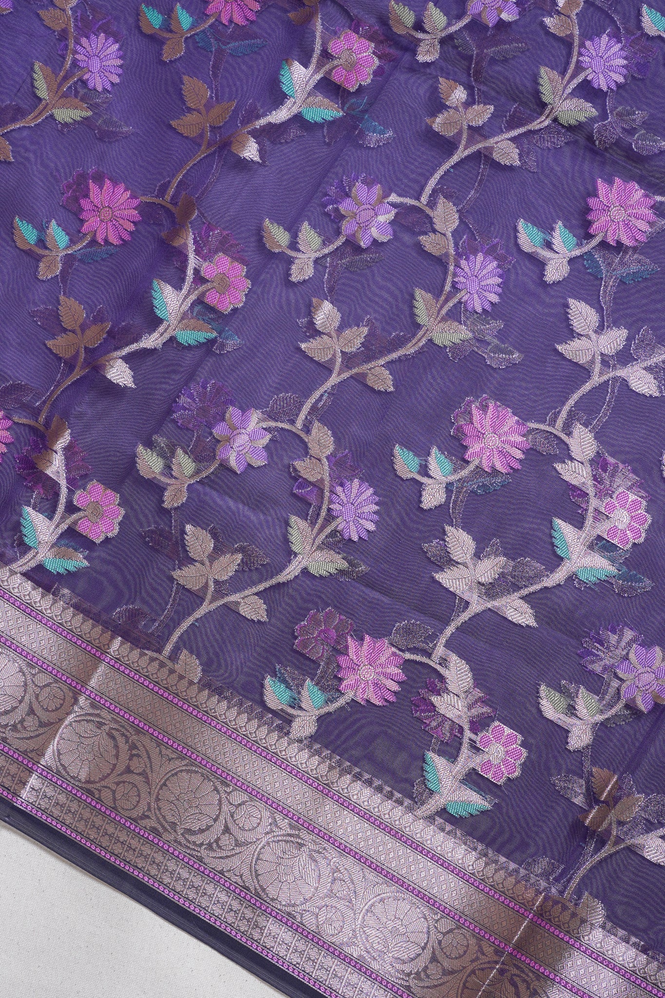 Purple Organza Banarasi Tilfi Minakari Jaal Saree