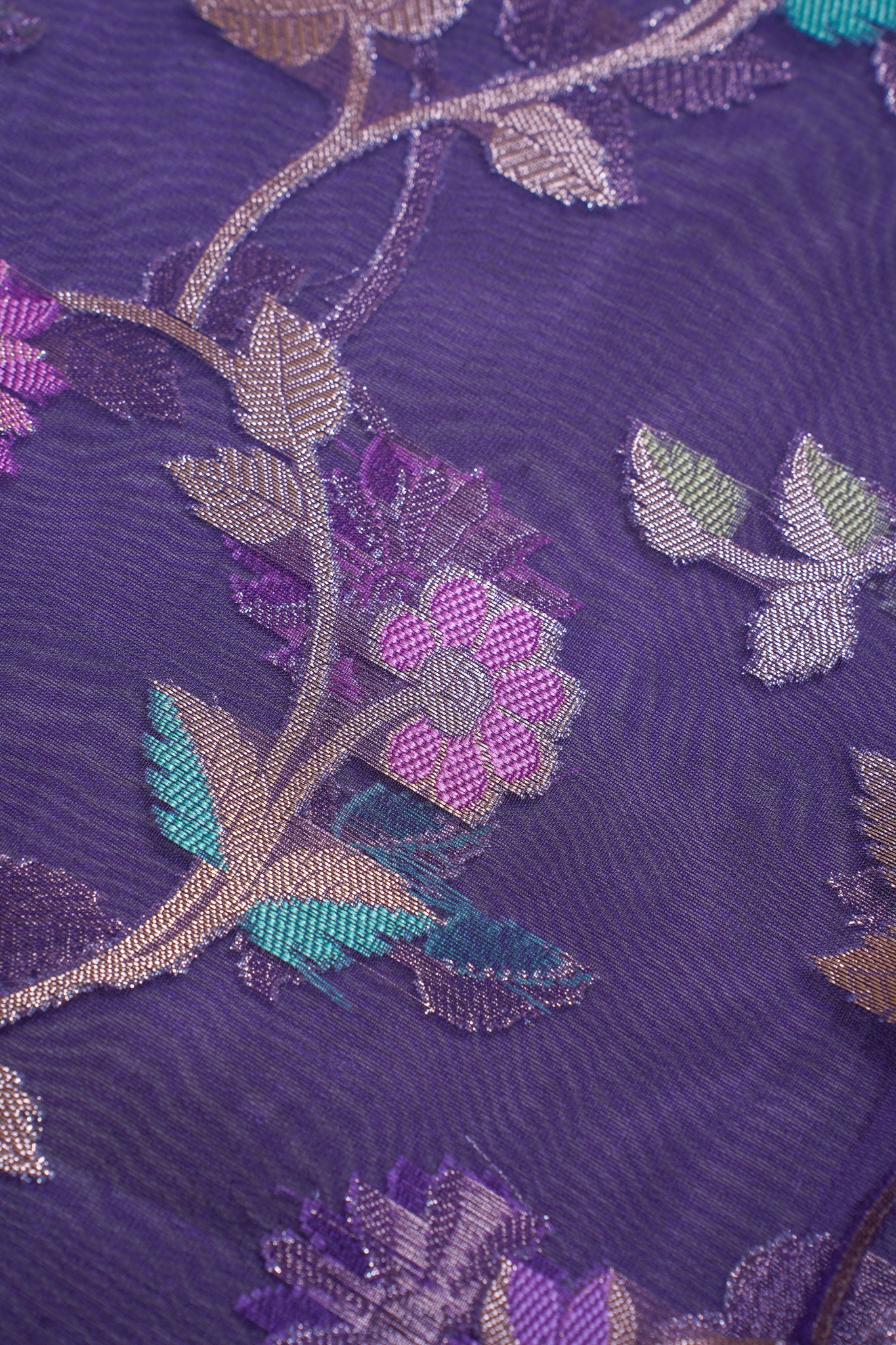 Purple Organza Banarasi Tilfi Minakari Jaal Saree