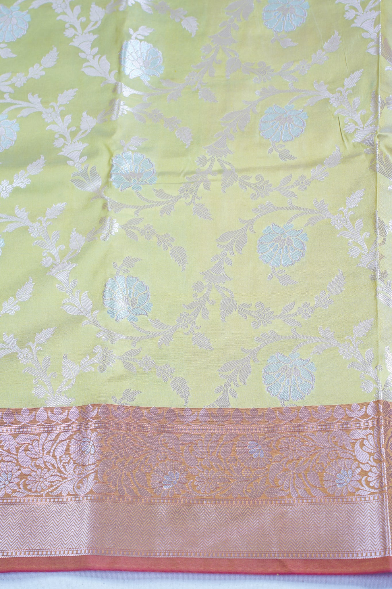 Green Banarasi Katan Alfi Jaal Saree