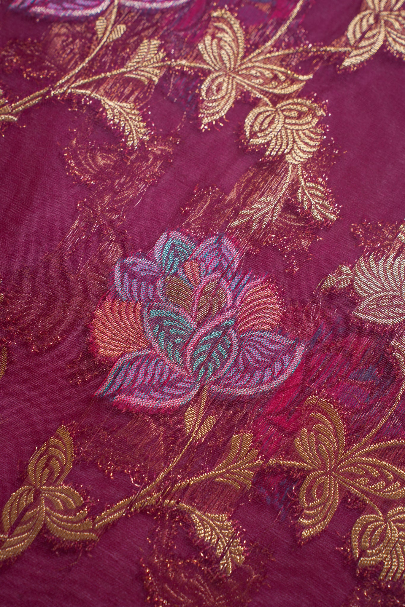 Wine Maroon Organza Minakari Jaal Saree