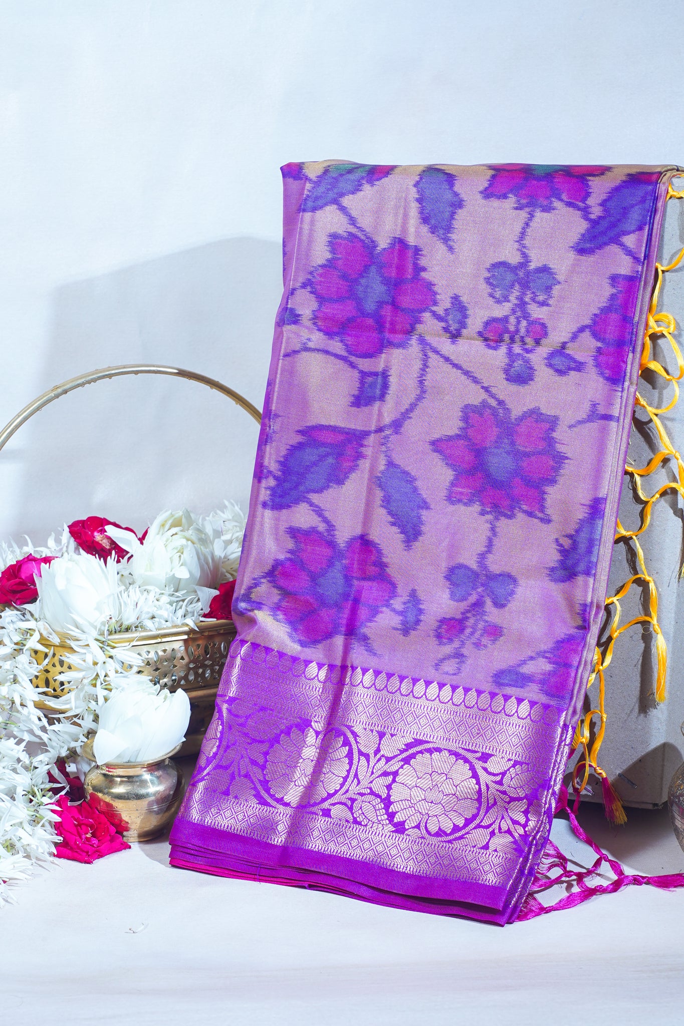 Violet Banarasi Pothampalli Saree