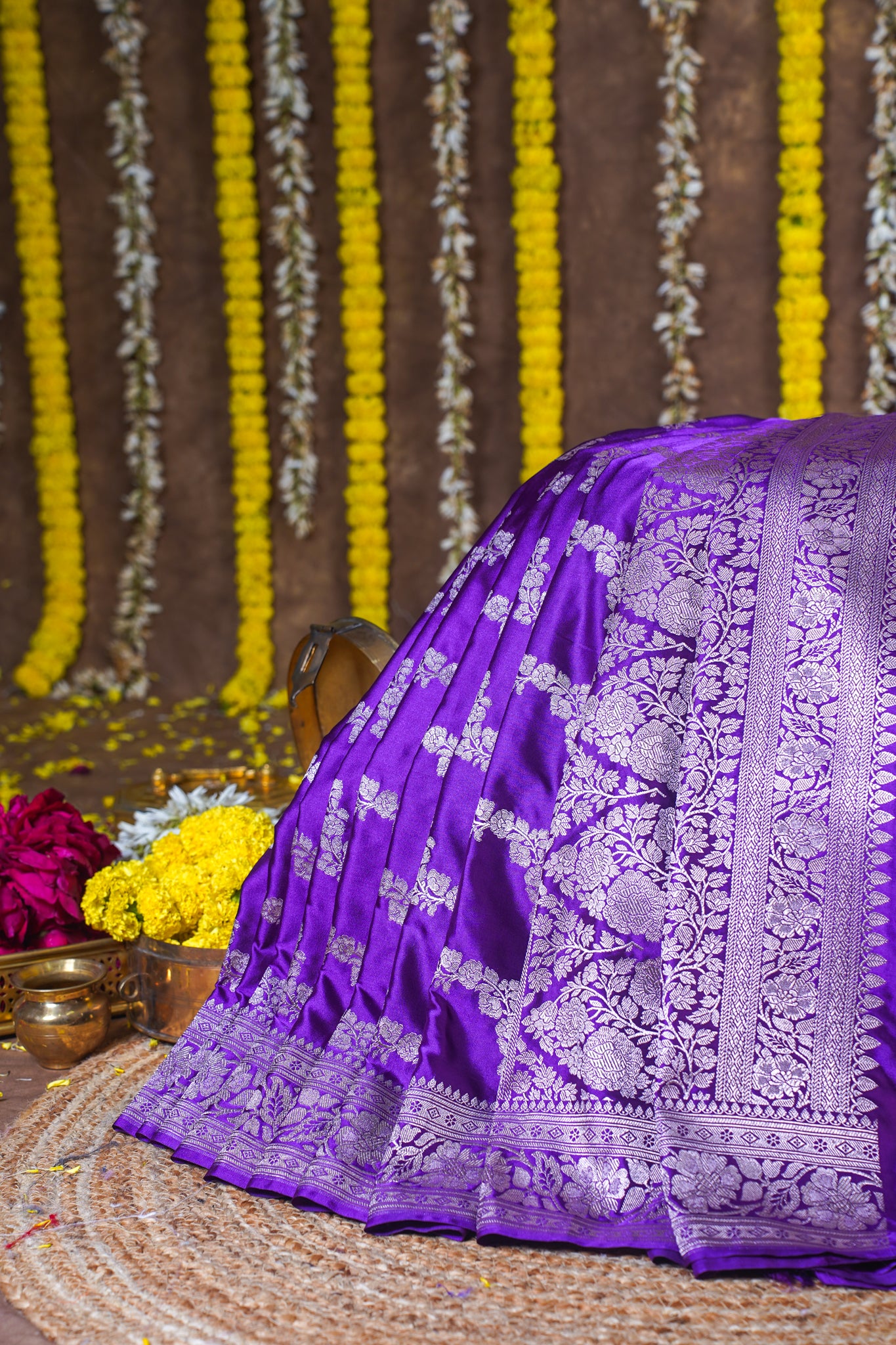 Royal Purple Banarasi Mashru Katan Silk Saree
