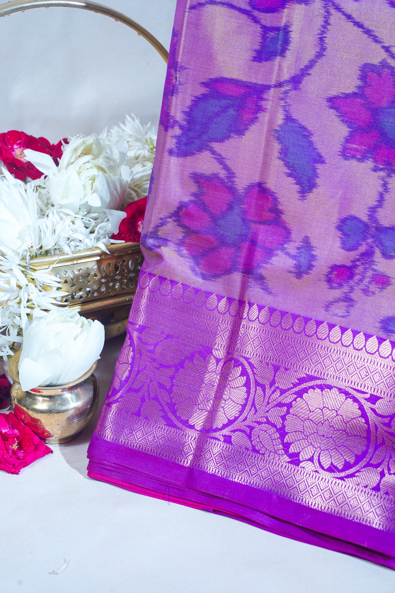 Violet Banarasi Pothampalli Saree