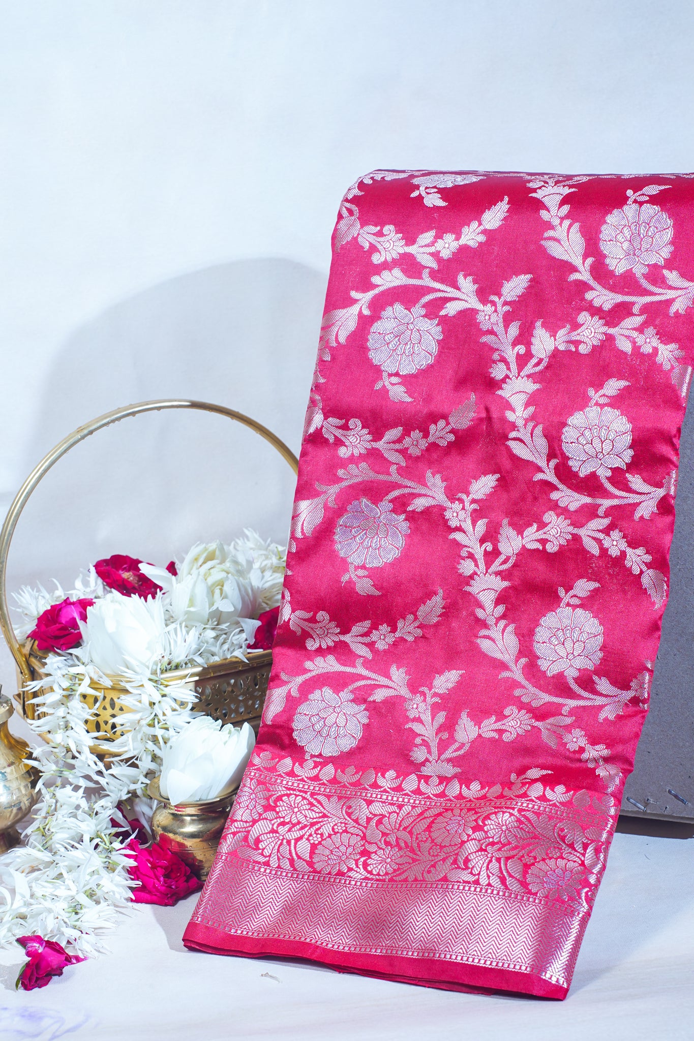 Red Banarasi Katan Alfi Jaal Saree