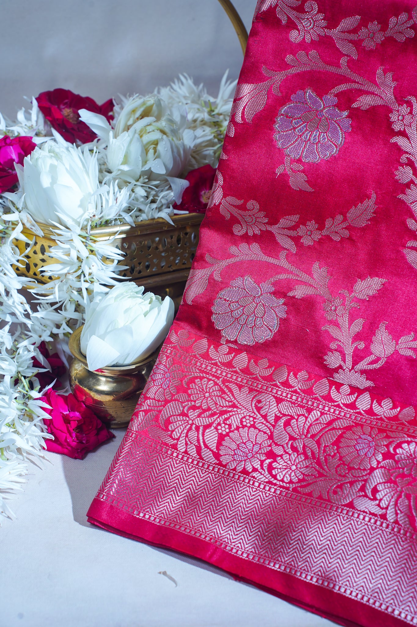 Red Banarasi Katan Alfi Jaal Saree