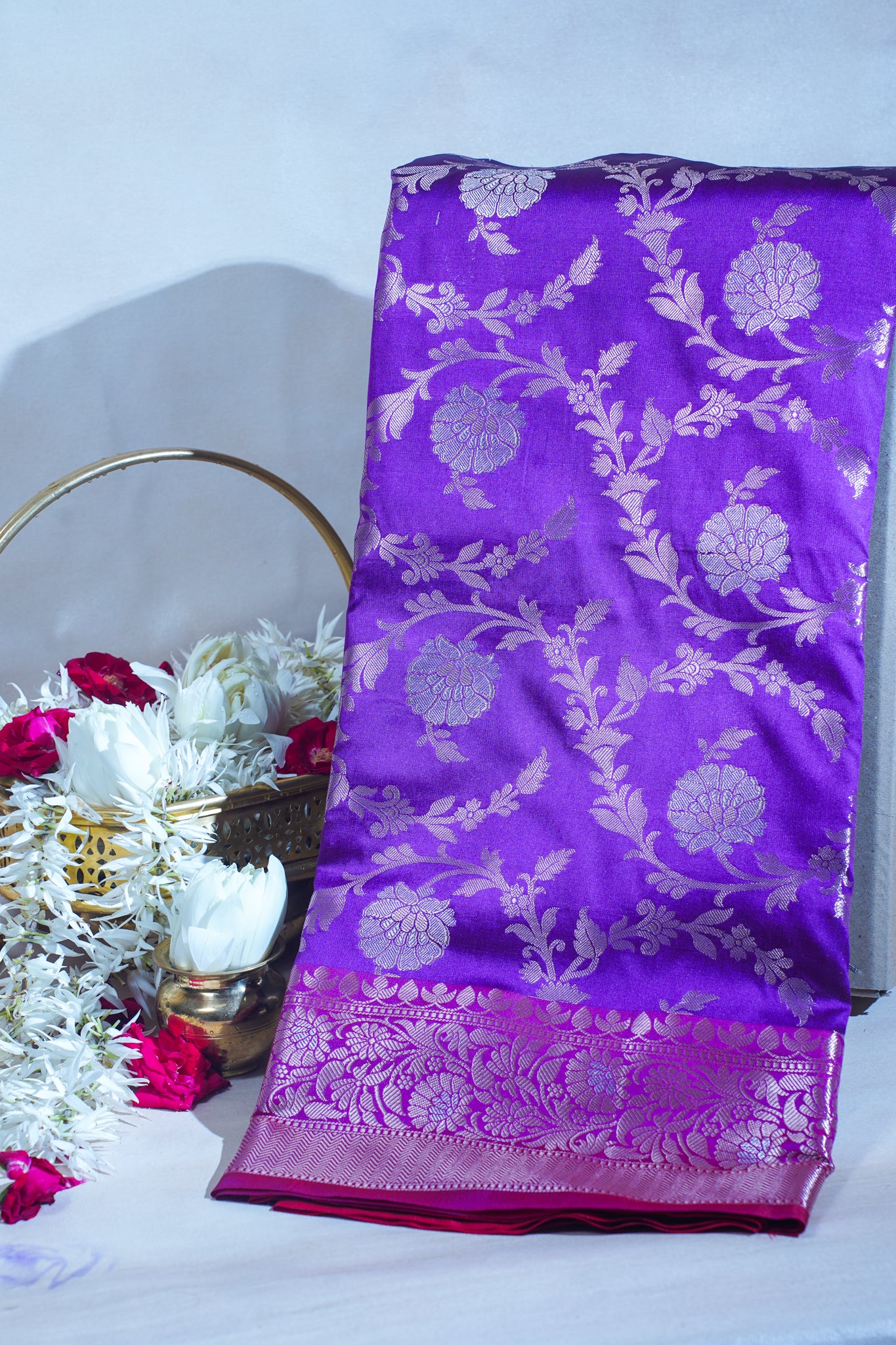 Purple Banarasi Katan Alfi Jaal Saree