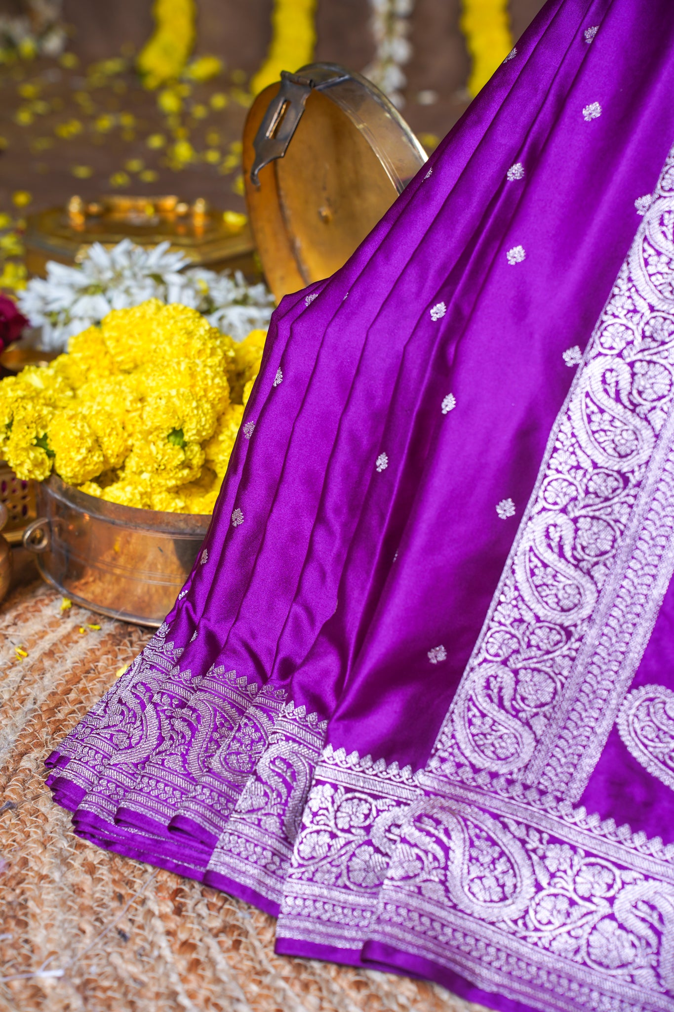 Royal Purple Banarasi Mashru Katan silk saree