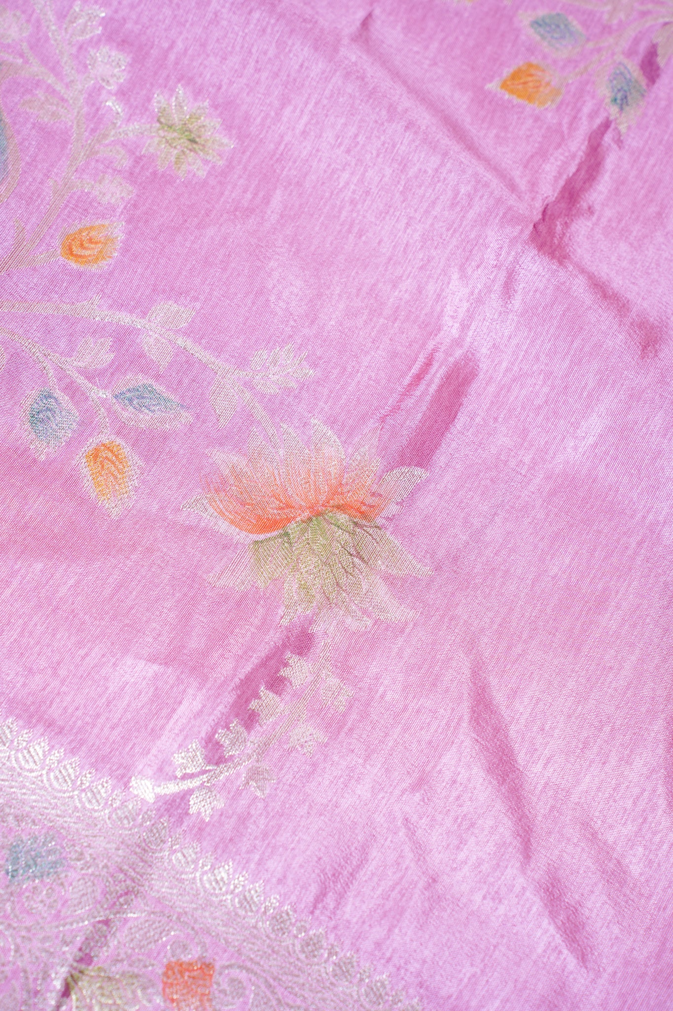Orchid Pink Chinya Silk Minakari Jaal Saree