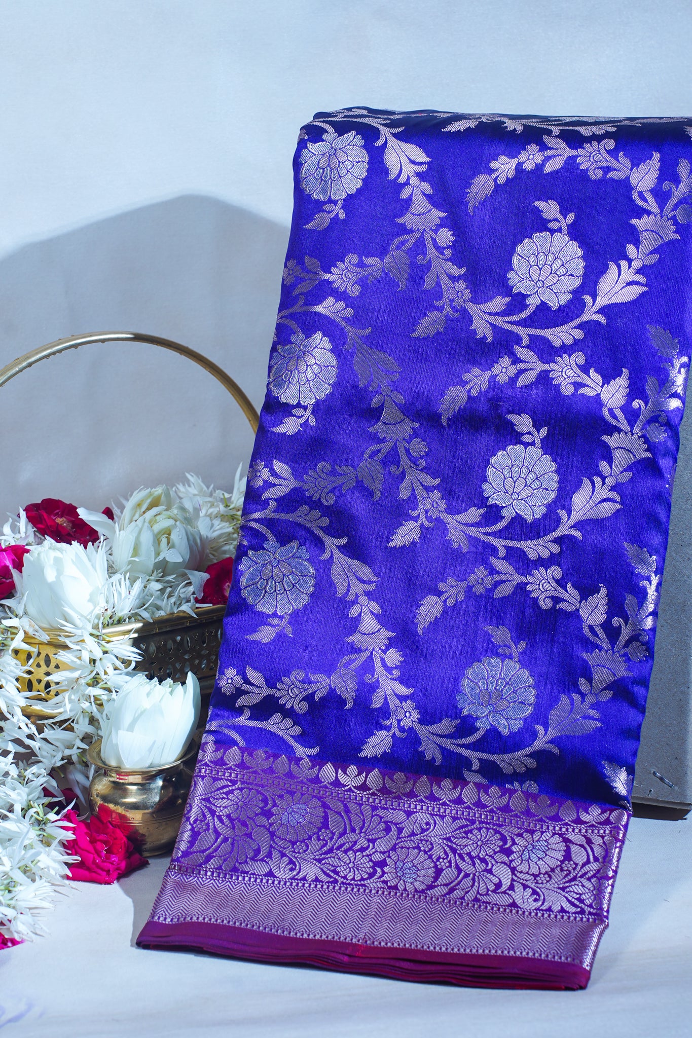 Deep Blue Banarasi Katan Alfi Jaal Saree