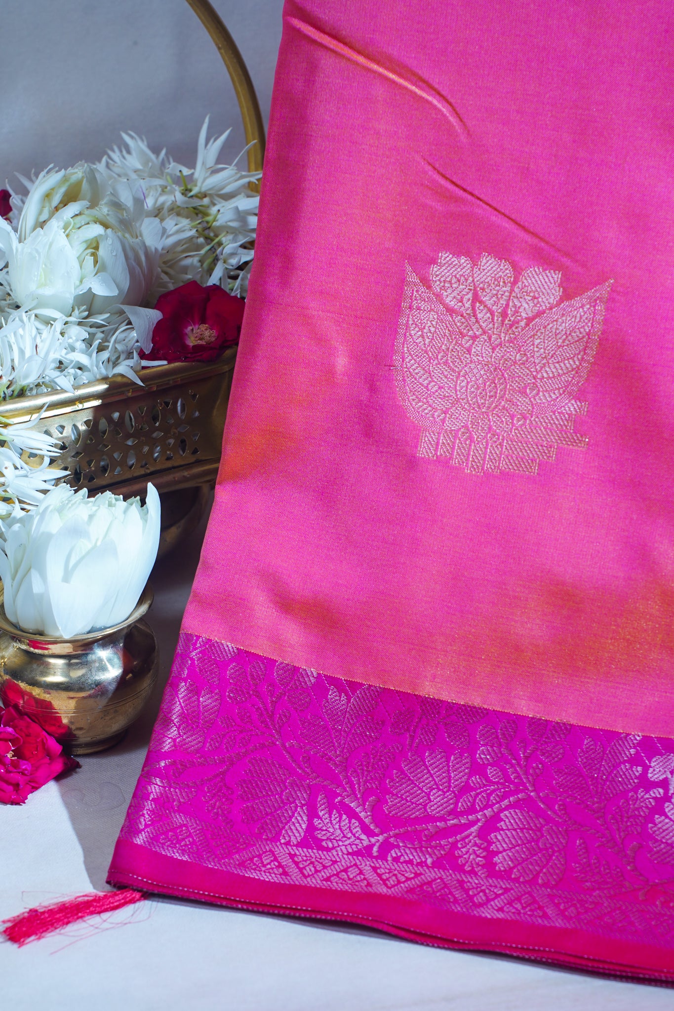 Pink Banarasi Silk Saree with Buta Work
