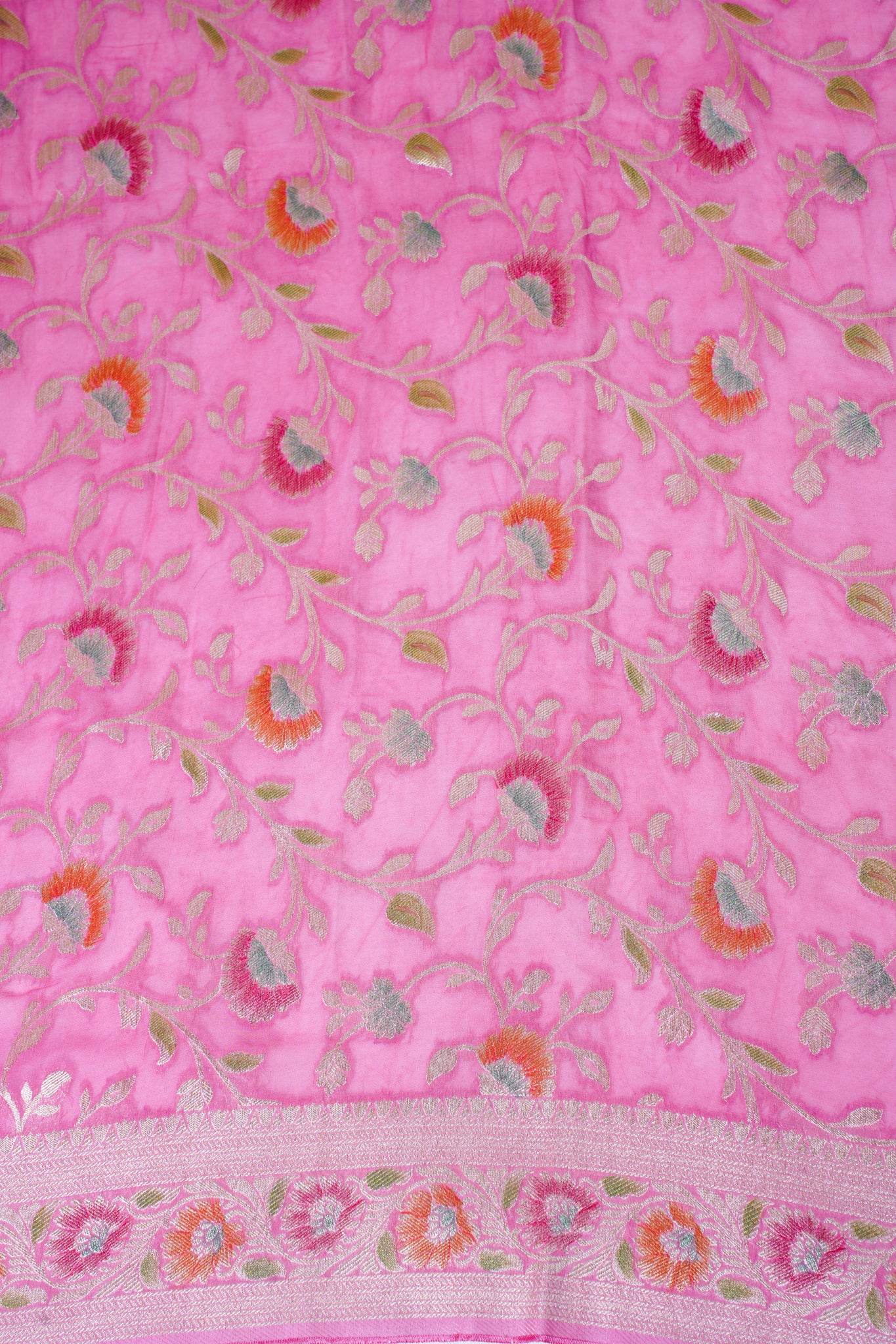 Rose Pink Khaddi Georgette Minakari Jaal Saree