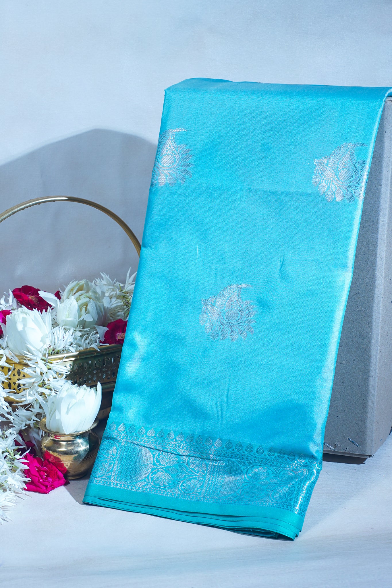 Sky Blue Banarasi Silk Saree with Buta Work