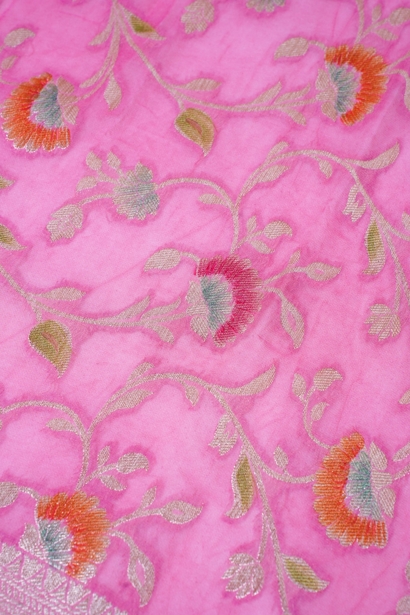 Rose Pink Khaddi Georgette Minakari Jaal Saree