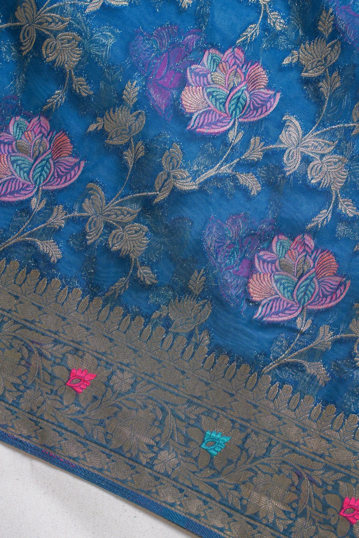 Royal Blue Organza Minakari Jaal Saree