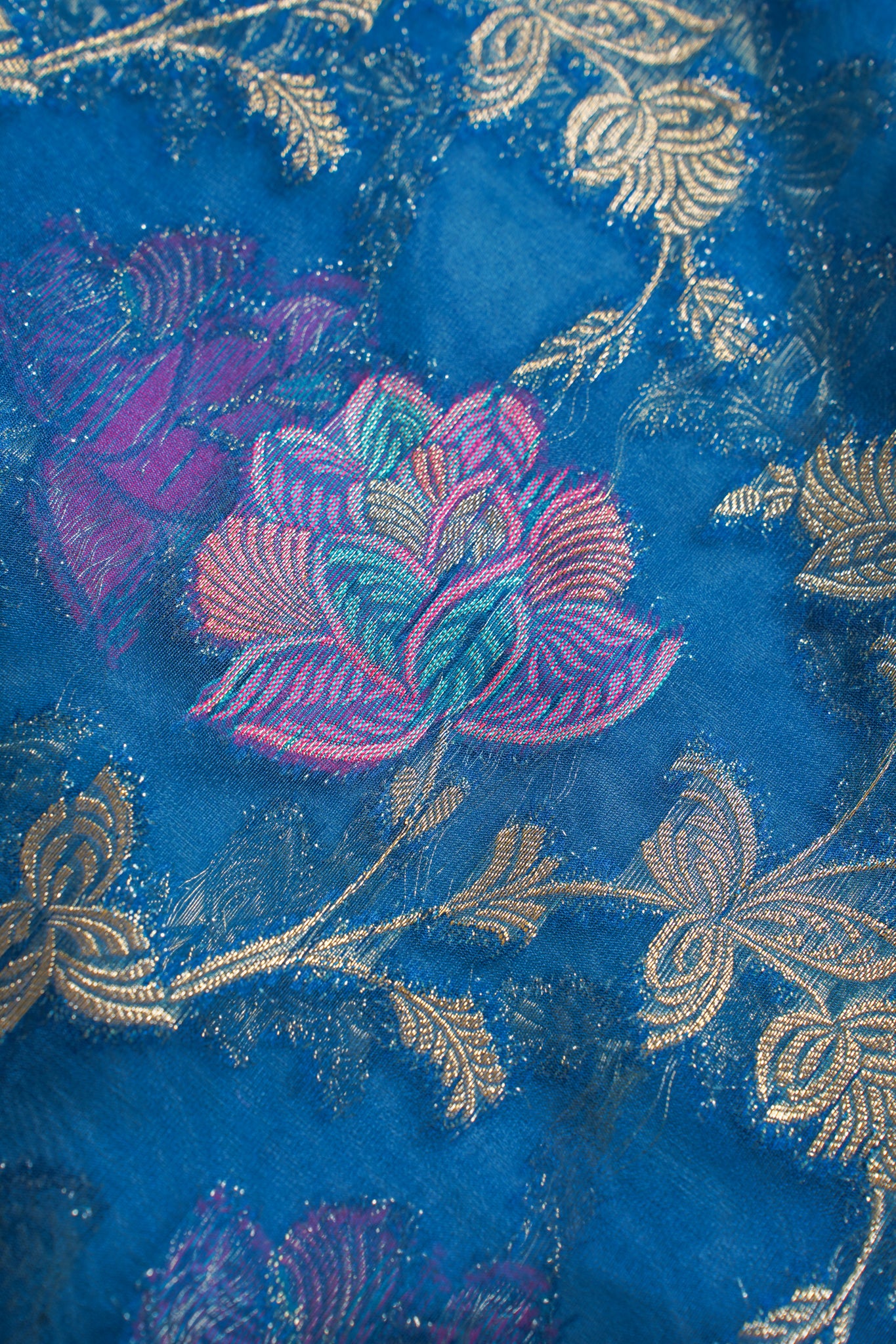 Royal Blue Organza Minakari Jaal Saree