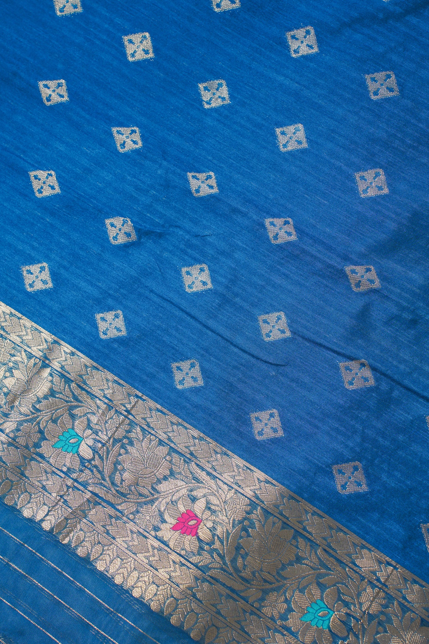Royal Blue Organza Minakari Jaal Saree