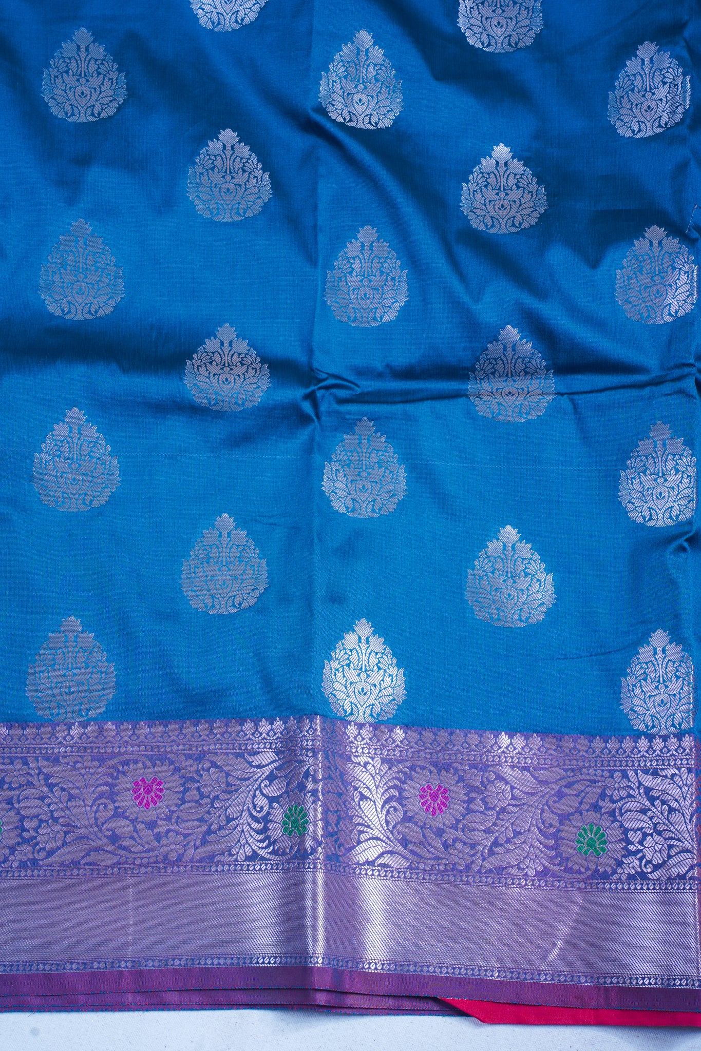 Blue Katan Alfi Buta Saree