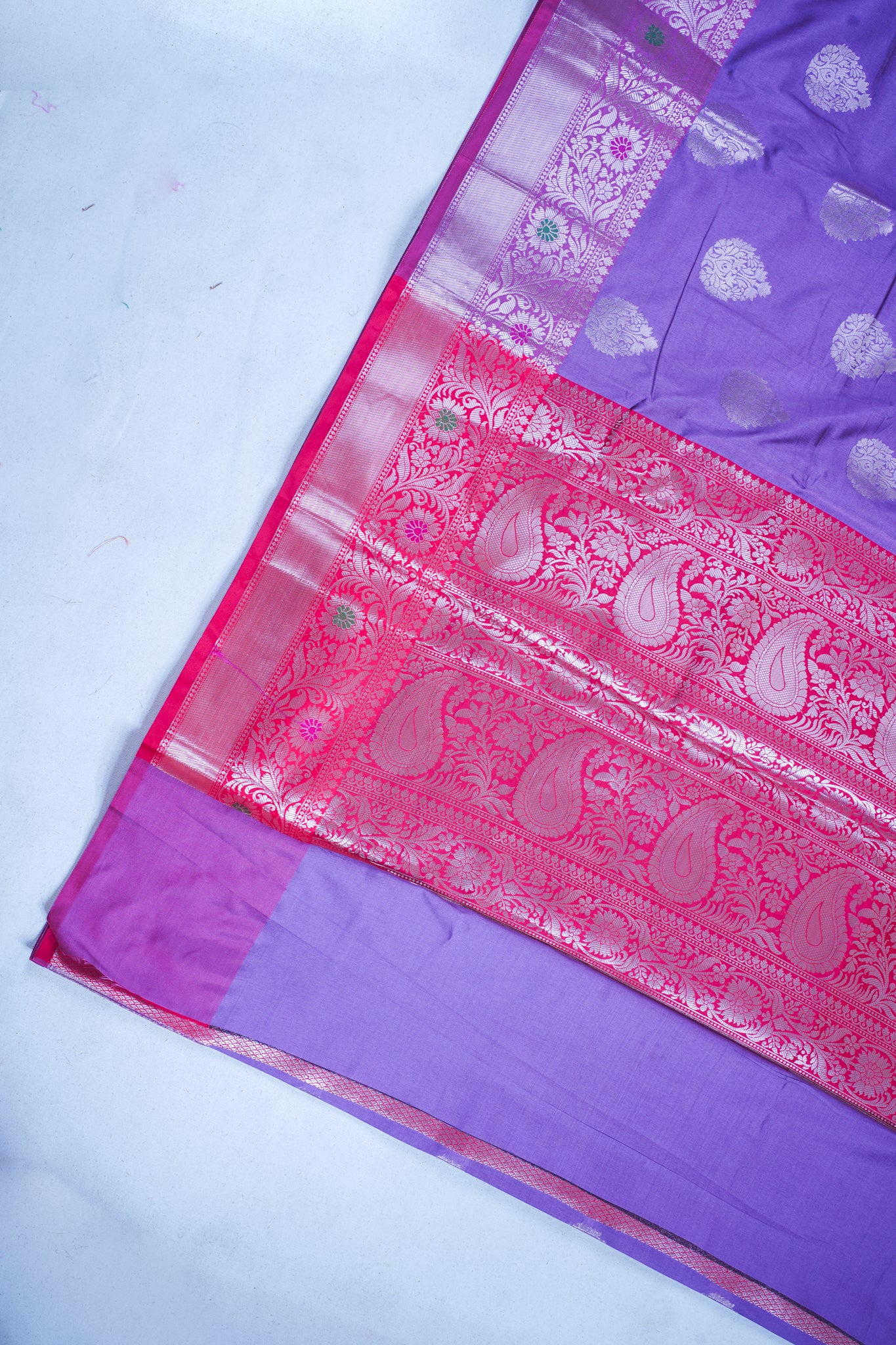 Purple Banarasi Katan Alfi Buta Saree