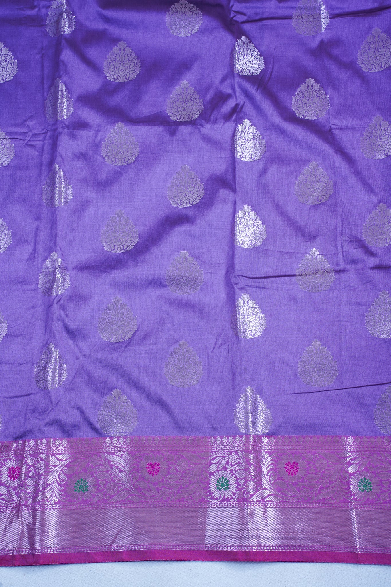 Purple Banarasi Katan Alfi Buta Saree