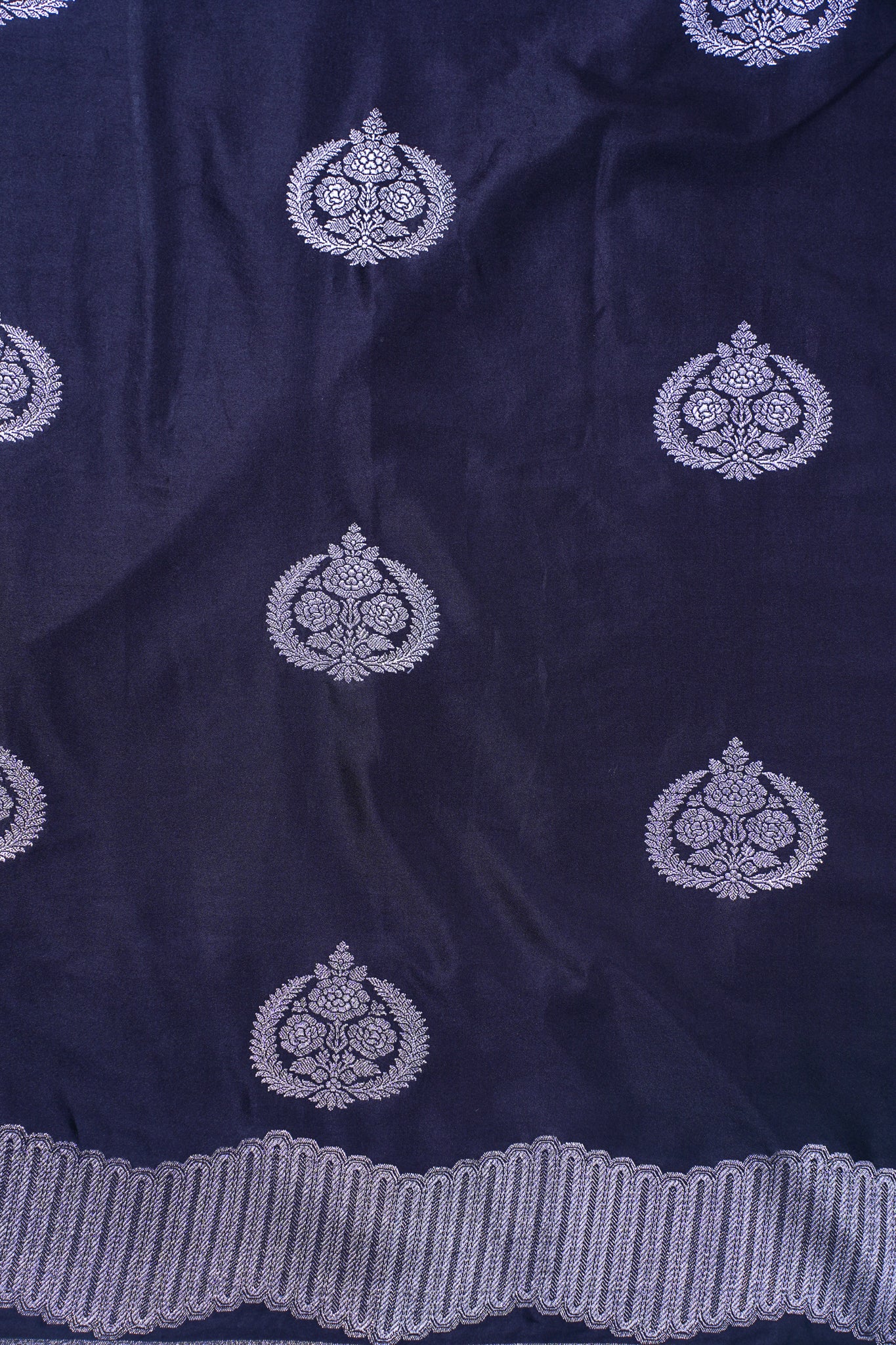Midnight Blue Banarasi Mashru Katan silk saree