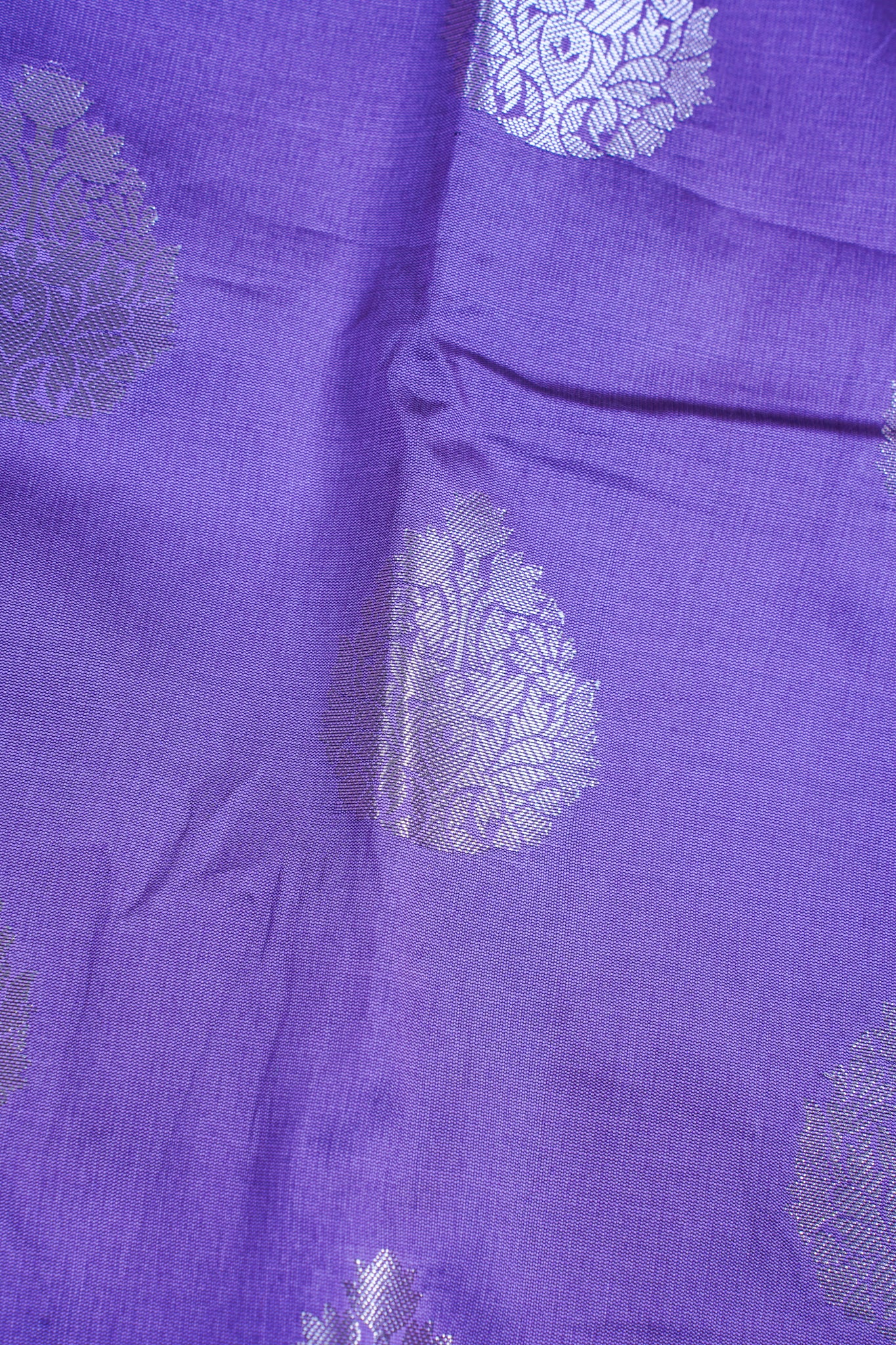 Purple Banarasi Katan Alfi Buta Saree