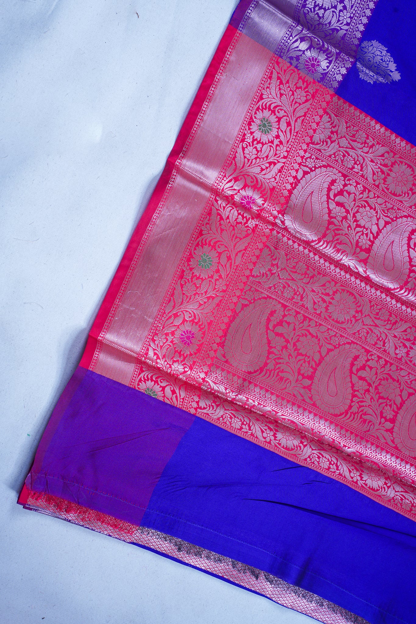 Royal Blue Banarasi Katan Silk Alfi Buta Saree