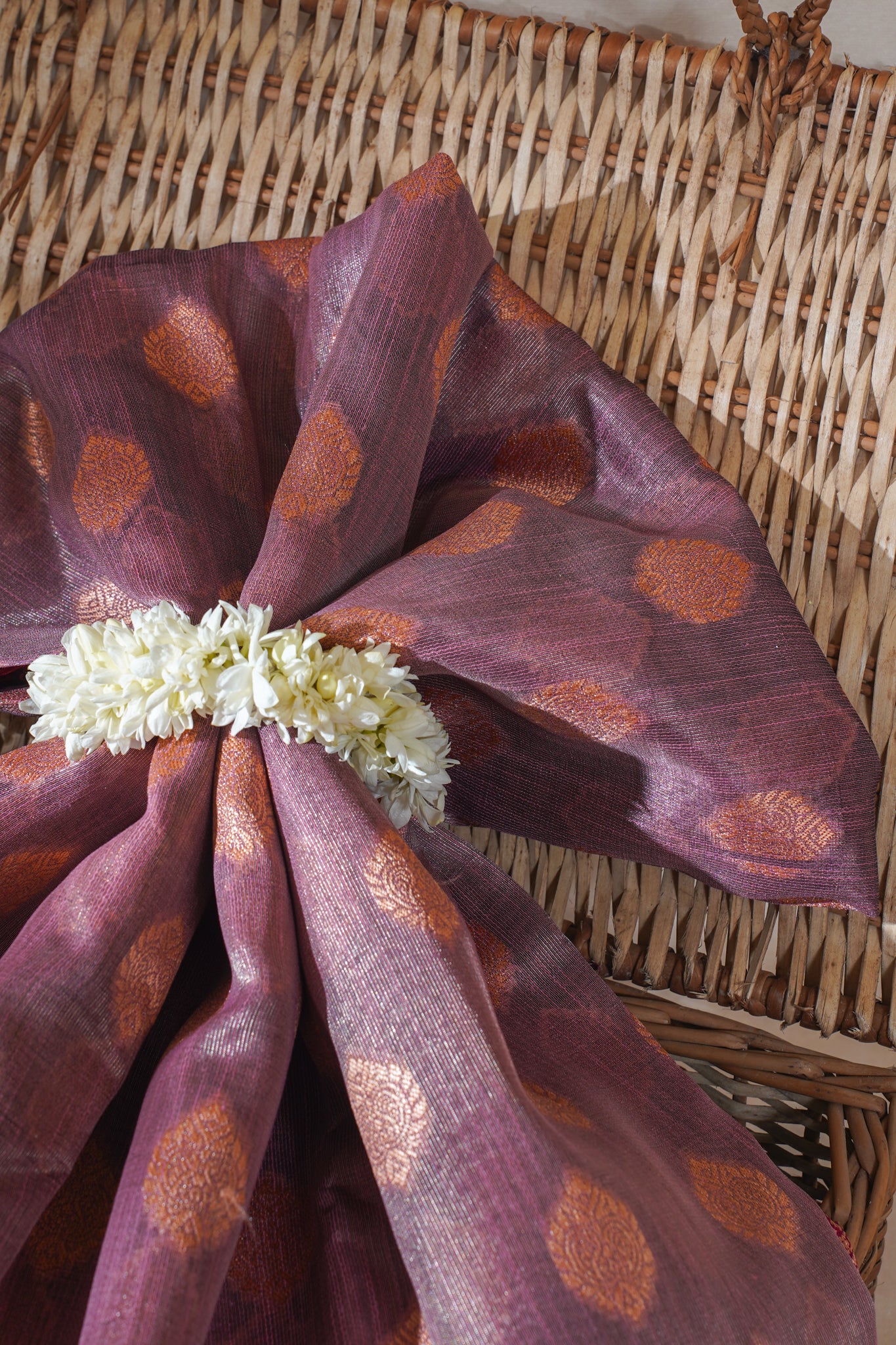 Maroon Banarasi Copper Buta Saree