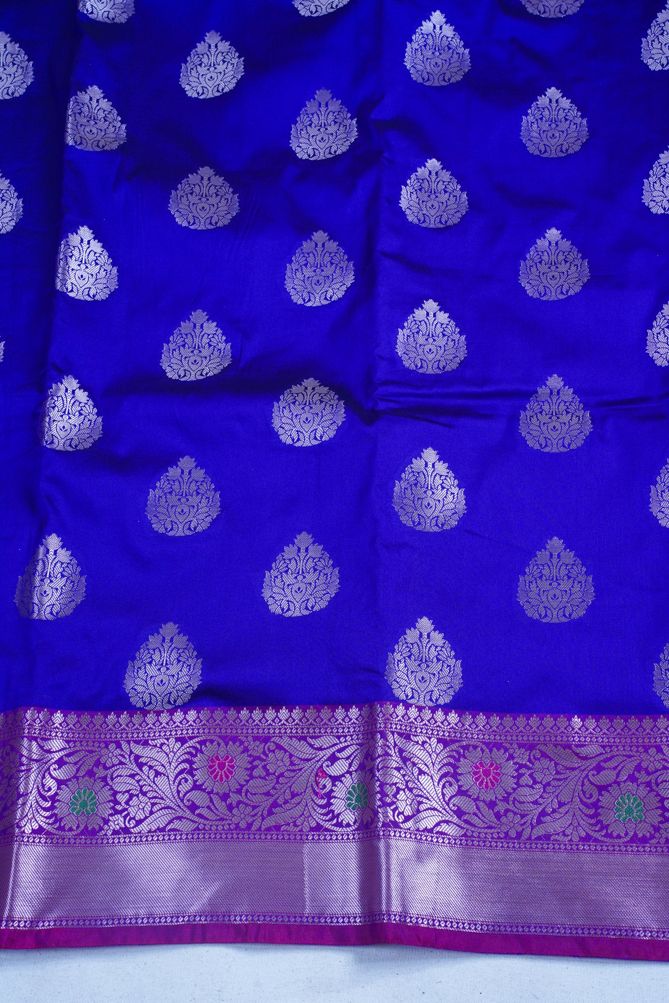 Royal Blue Banarasi Katan Silk Alfi Buta Saree