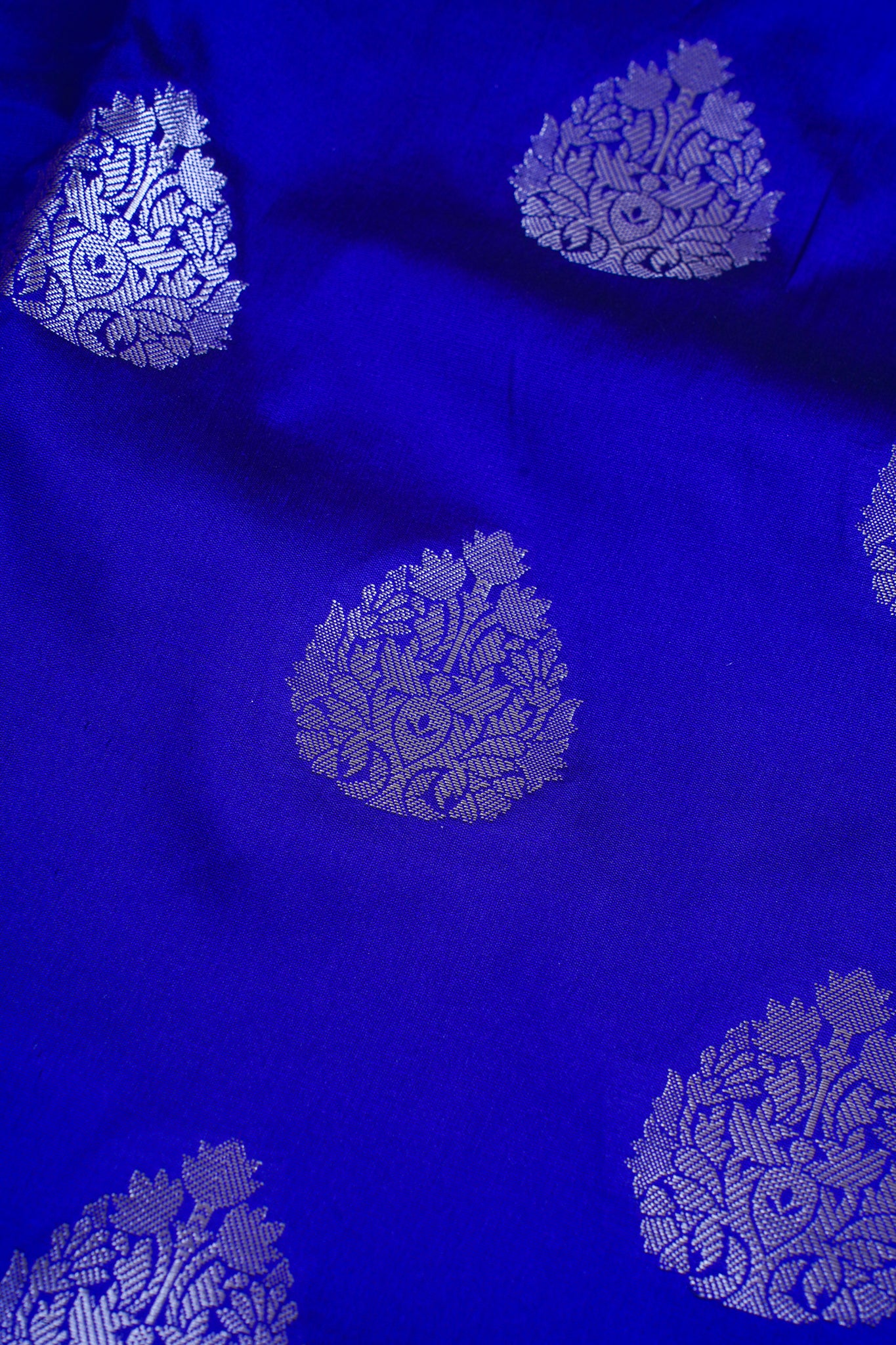 Royal Blue Banarasi Katan Silk Alfi Buta Saree
