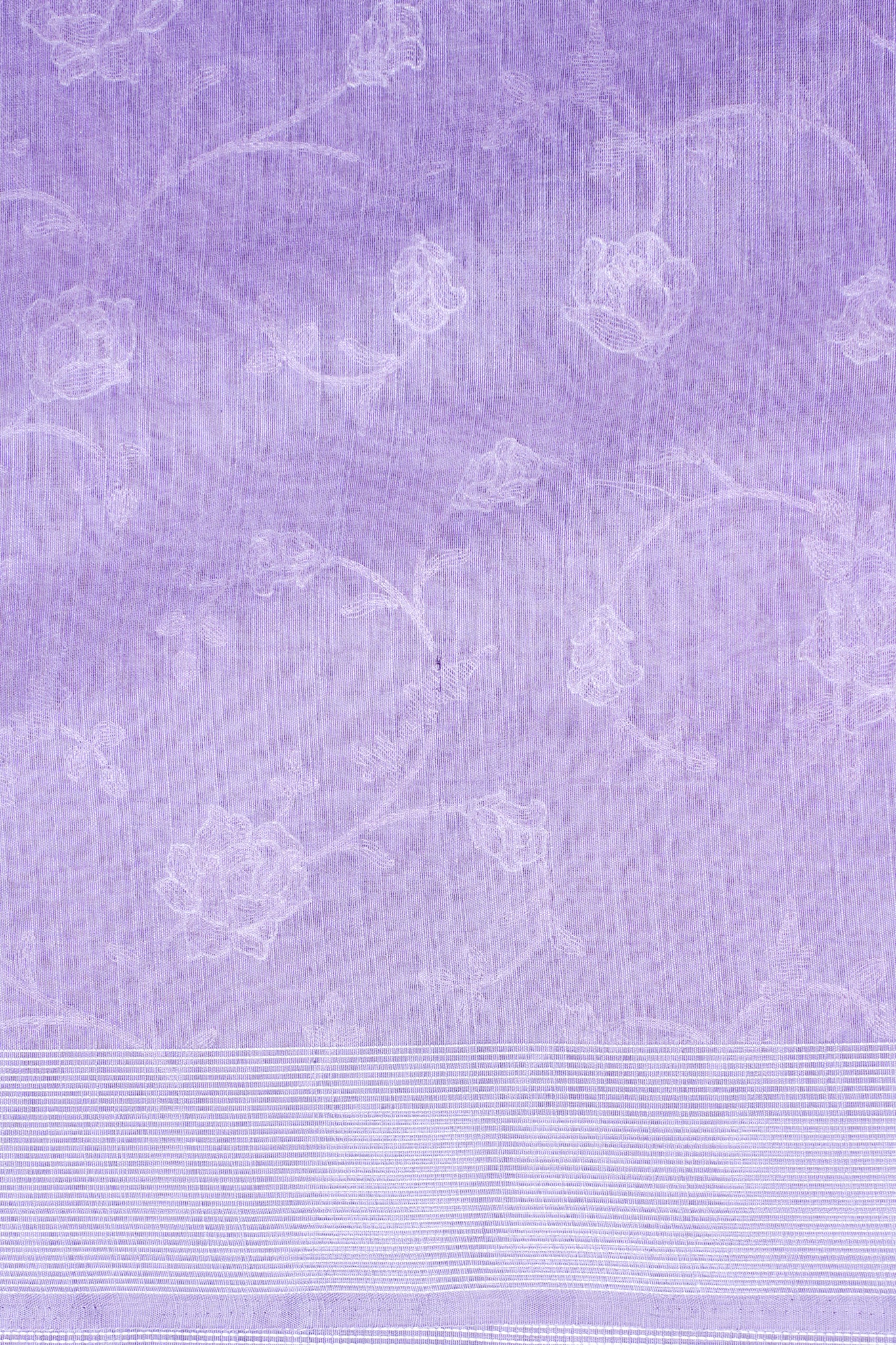 Lilac Pure Linen Saree with White Chikankari Embroidery