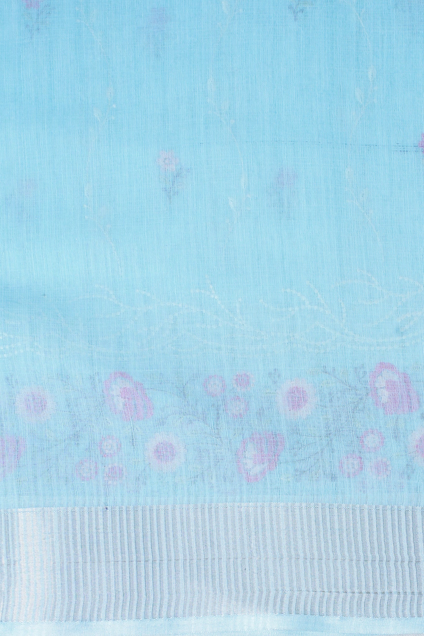 Sky Blue Cotton Saree with Multicolor Minakari Embroidery