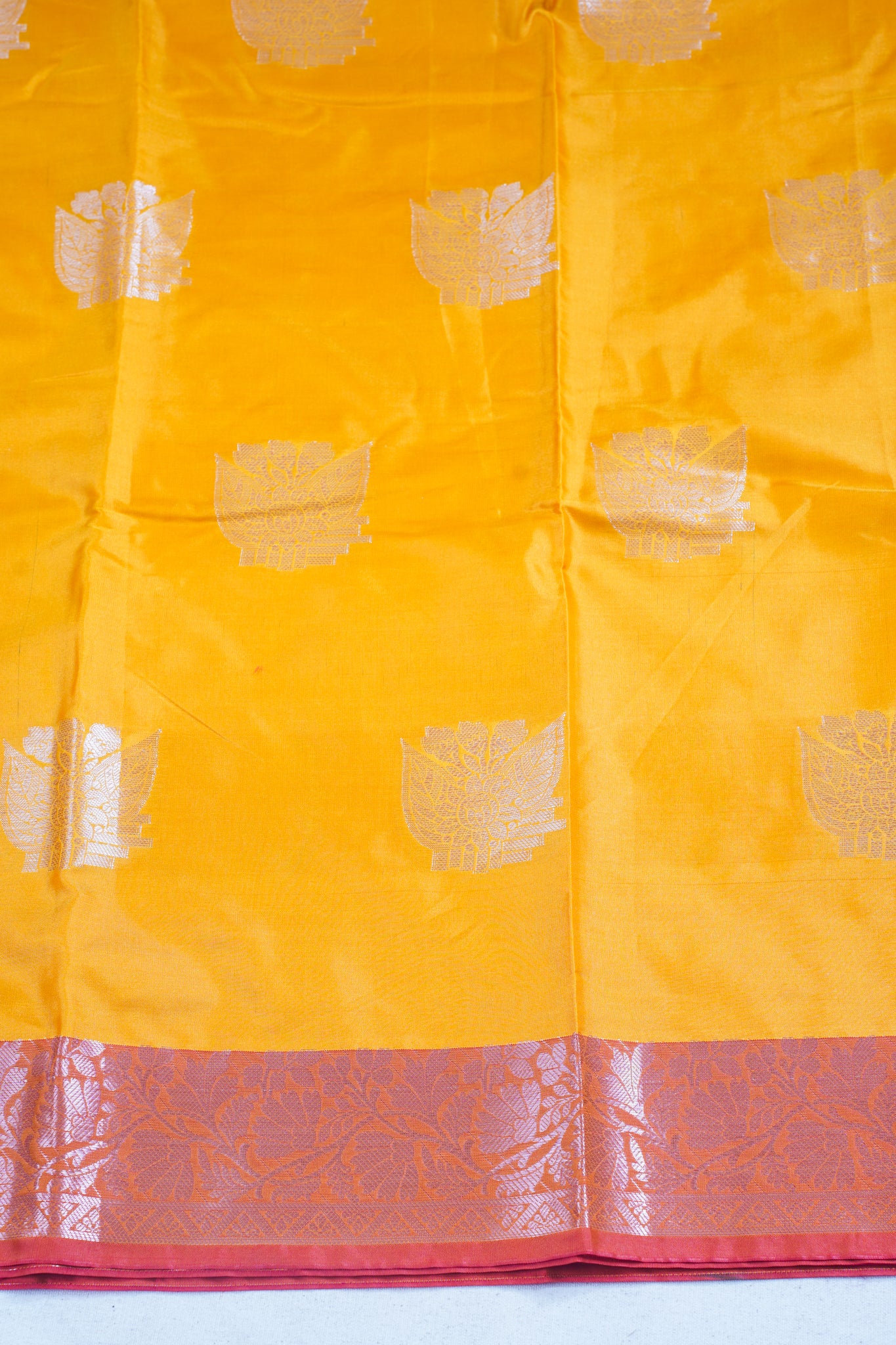 Mustard Yellow Banarasi Silk Saree with Buta Work