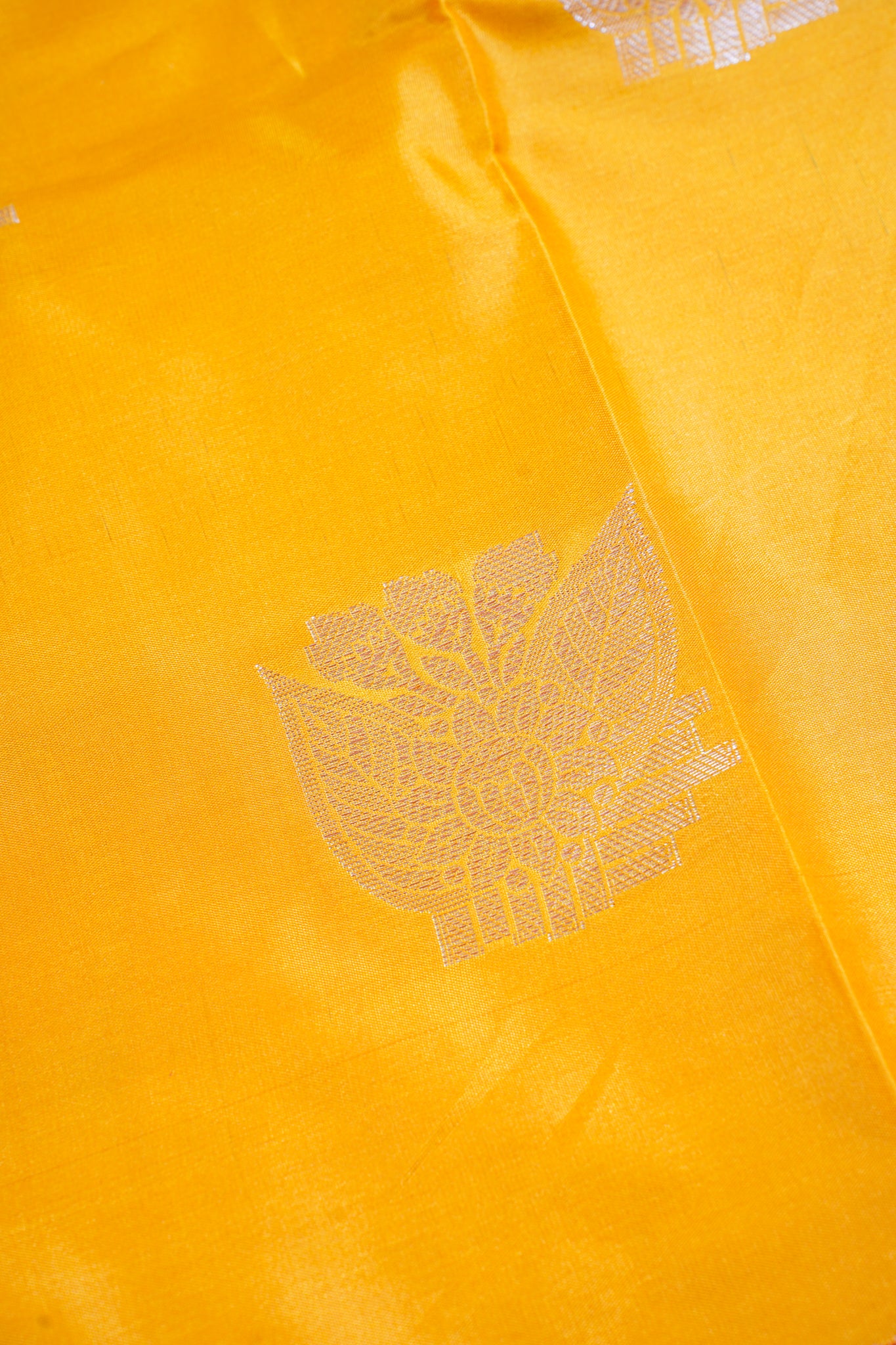 Mustard Yellow Banarasi Silk Saree with Buta Work