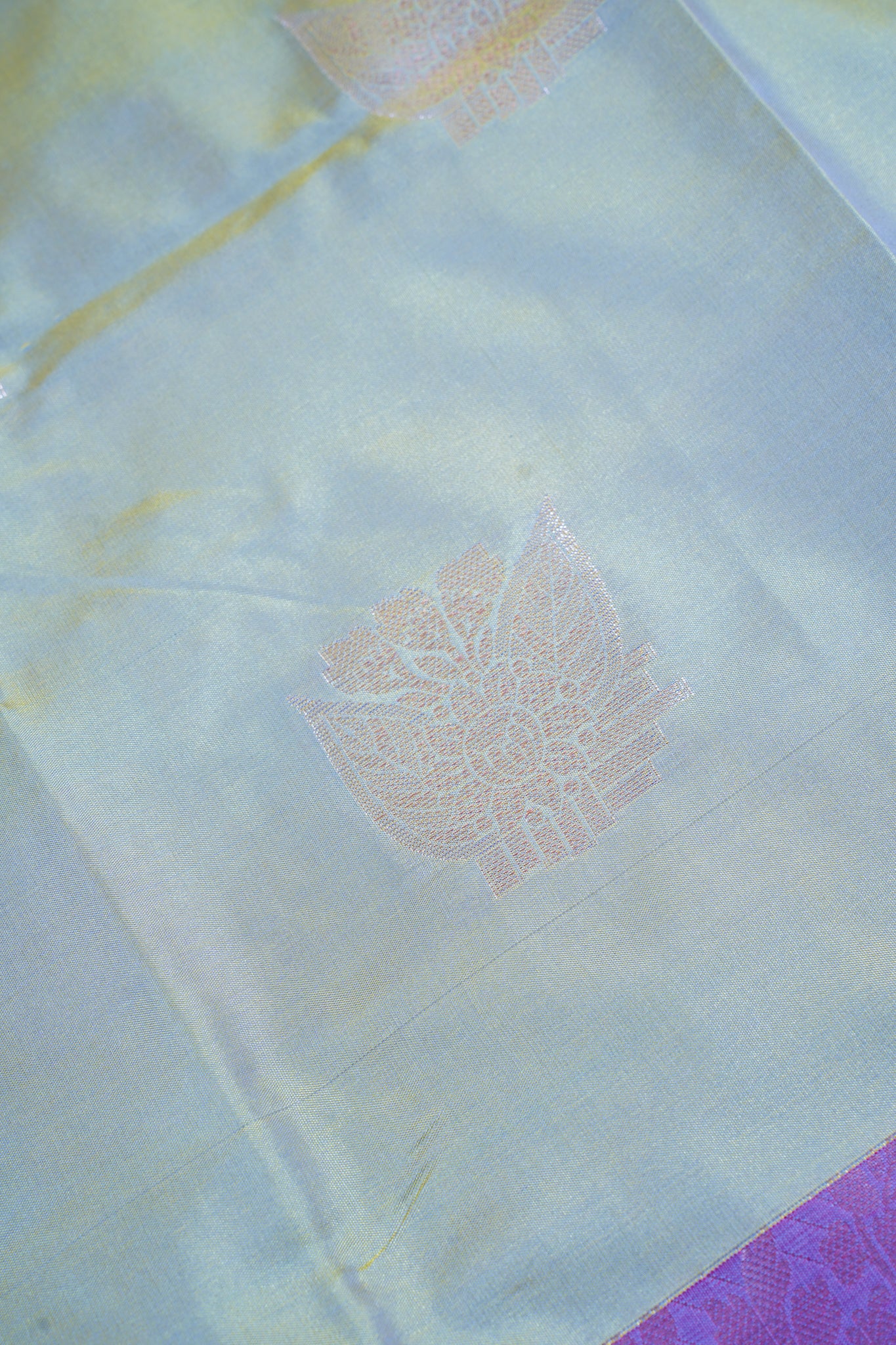 Pastel Grey-Green Banarasi Silk Saree with Buta Work