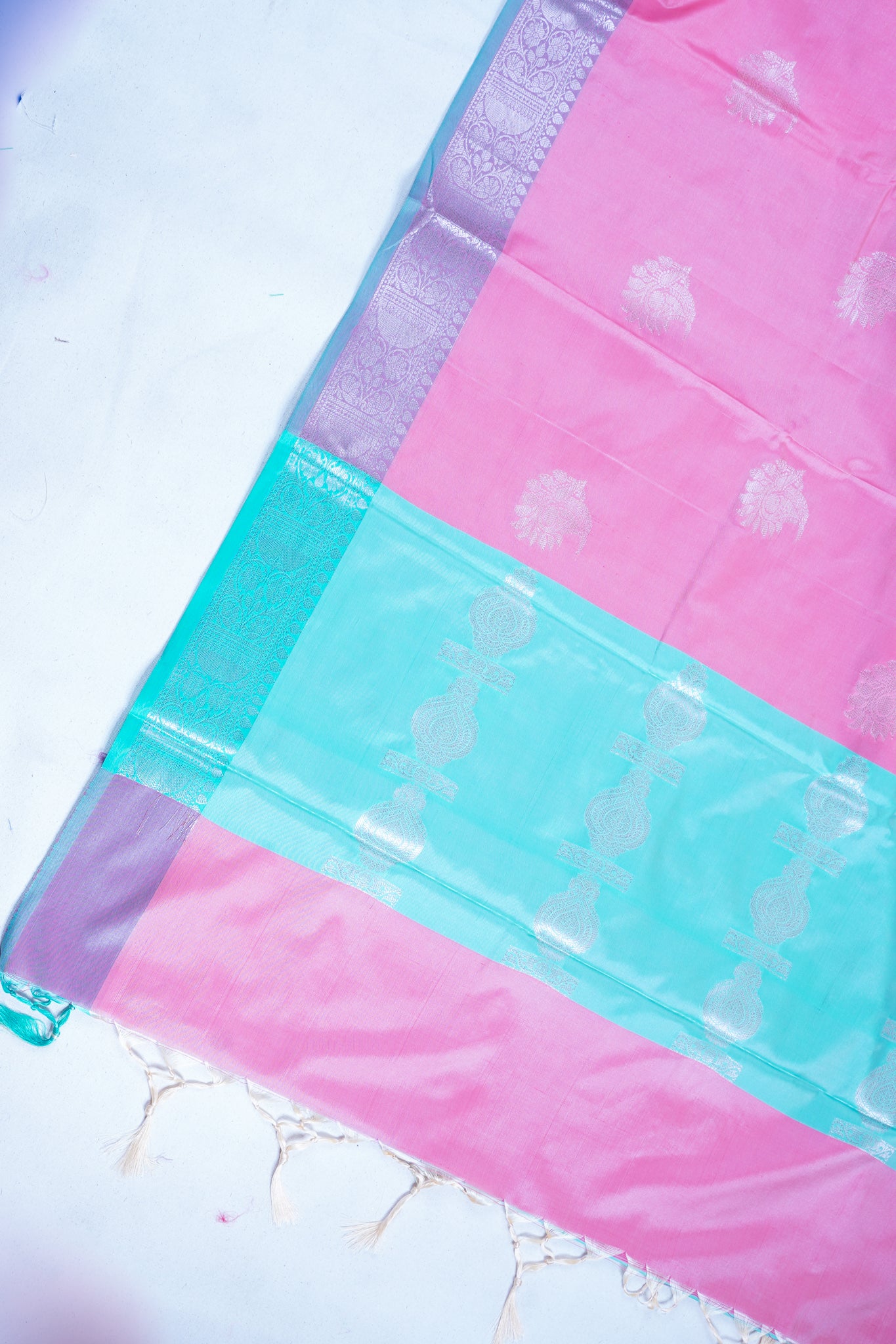 Baby Pink Banarasi Silk Saree with Buta Work