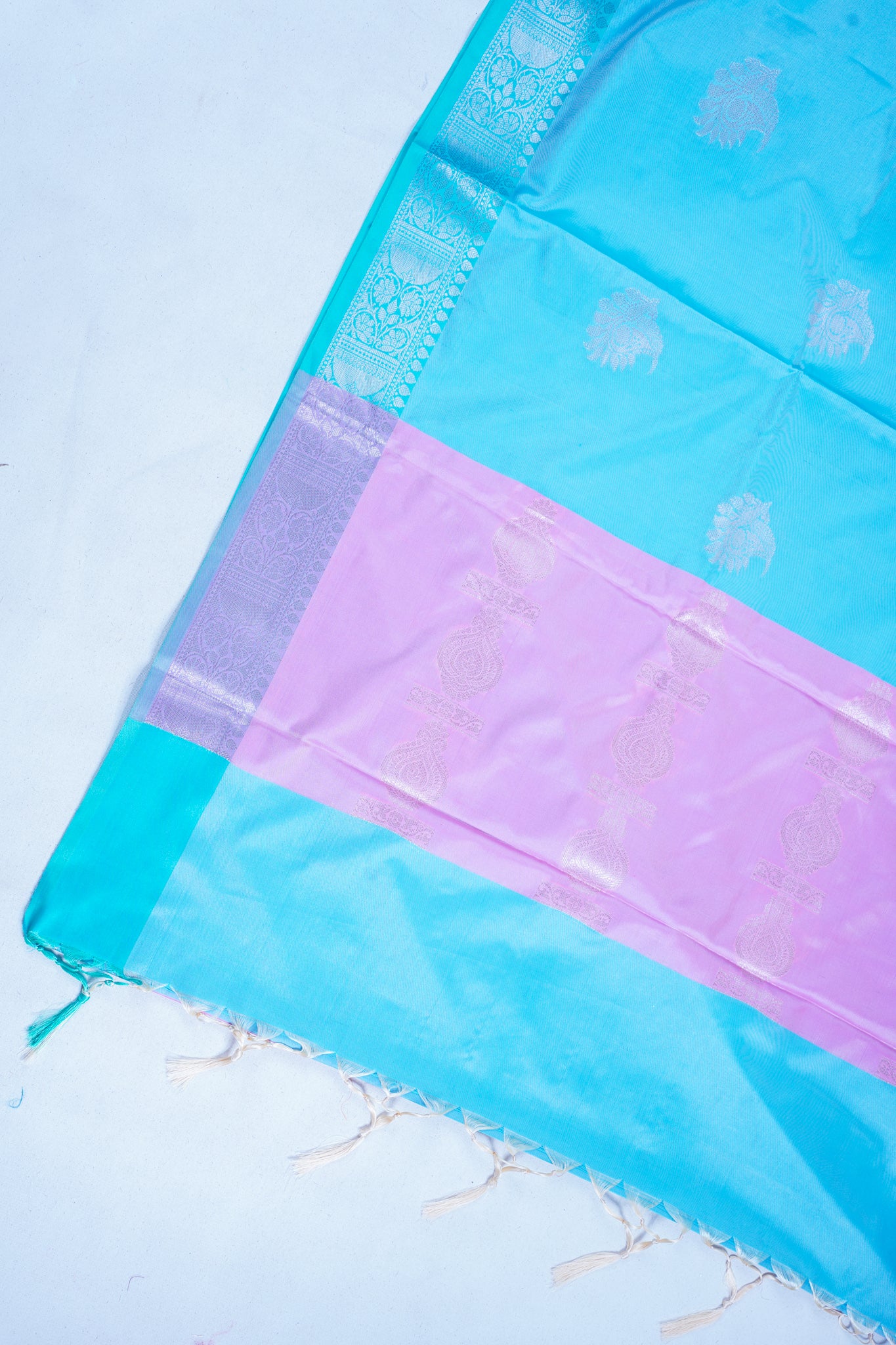 Sky Blue Banarasi Silk Saree with Buta Work