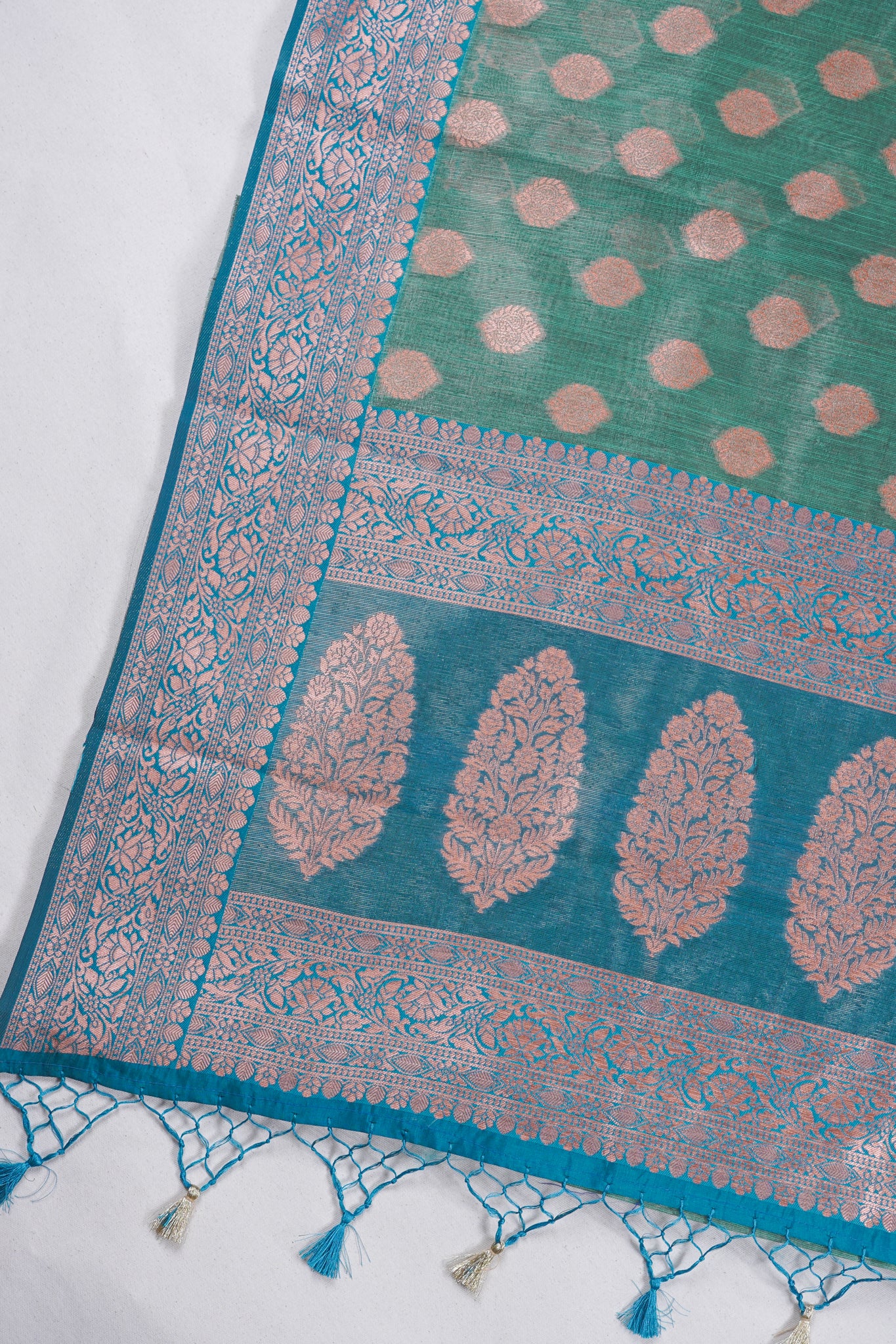 Green Banarasi Copper Buta Saree