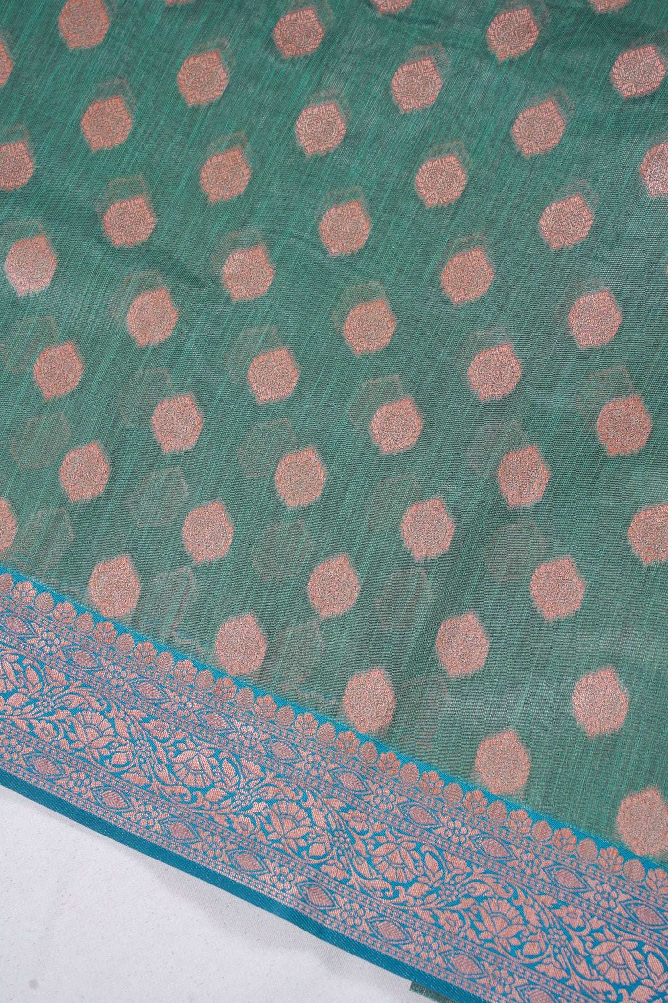 Green Banarasi Copper Buta Saree